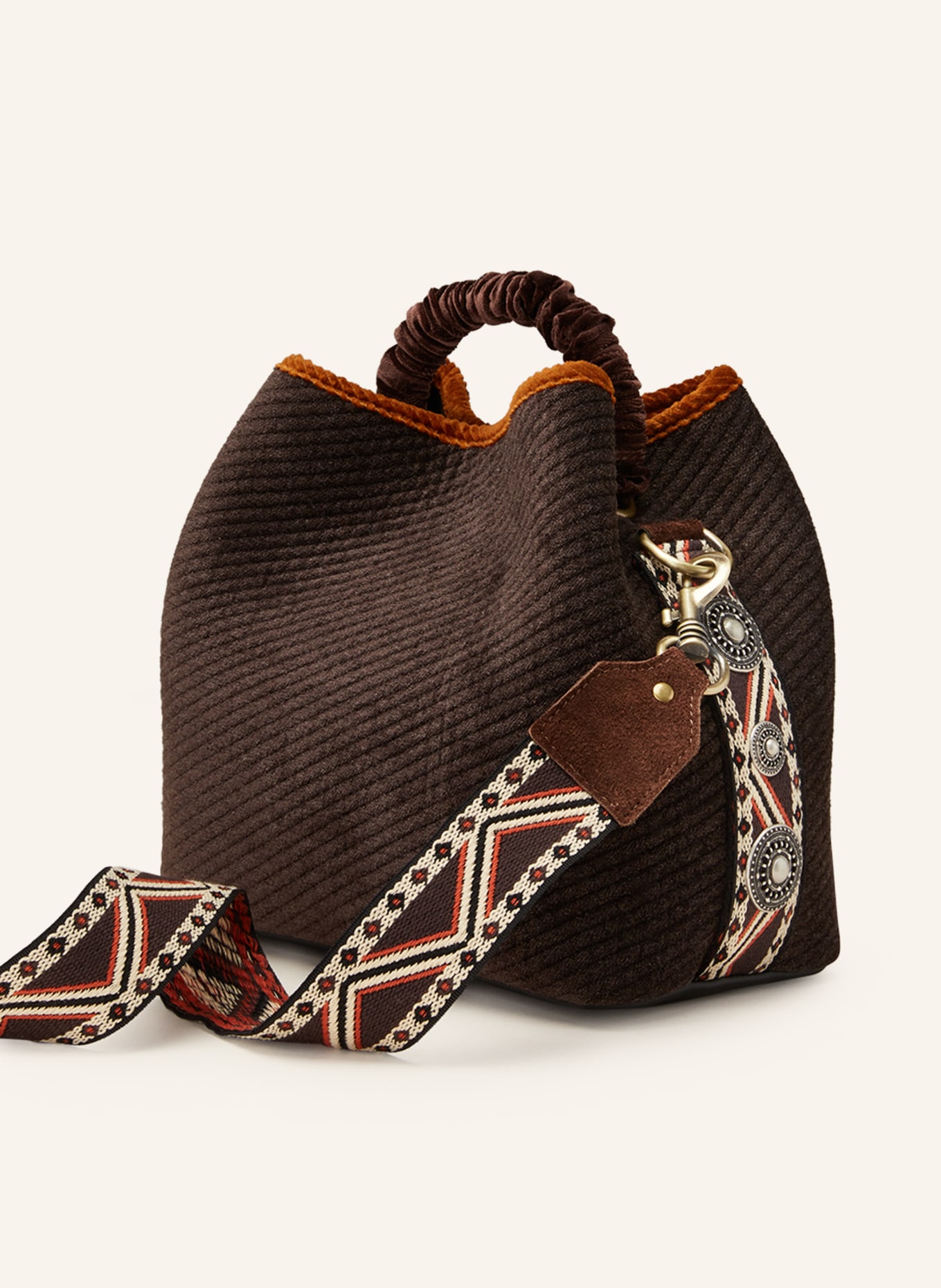 ViaMailBag Pouch bag CORAL TARTAN in brown/ dark brown/ light brown