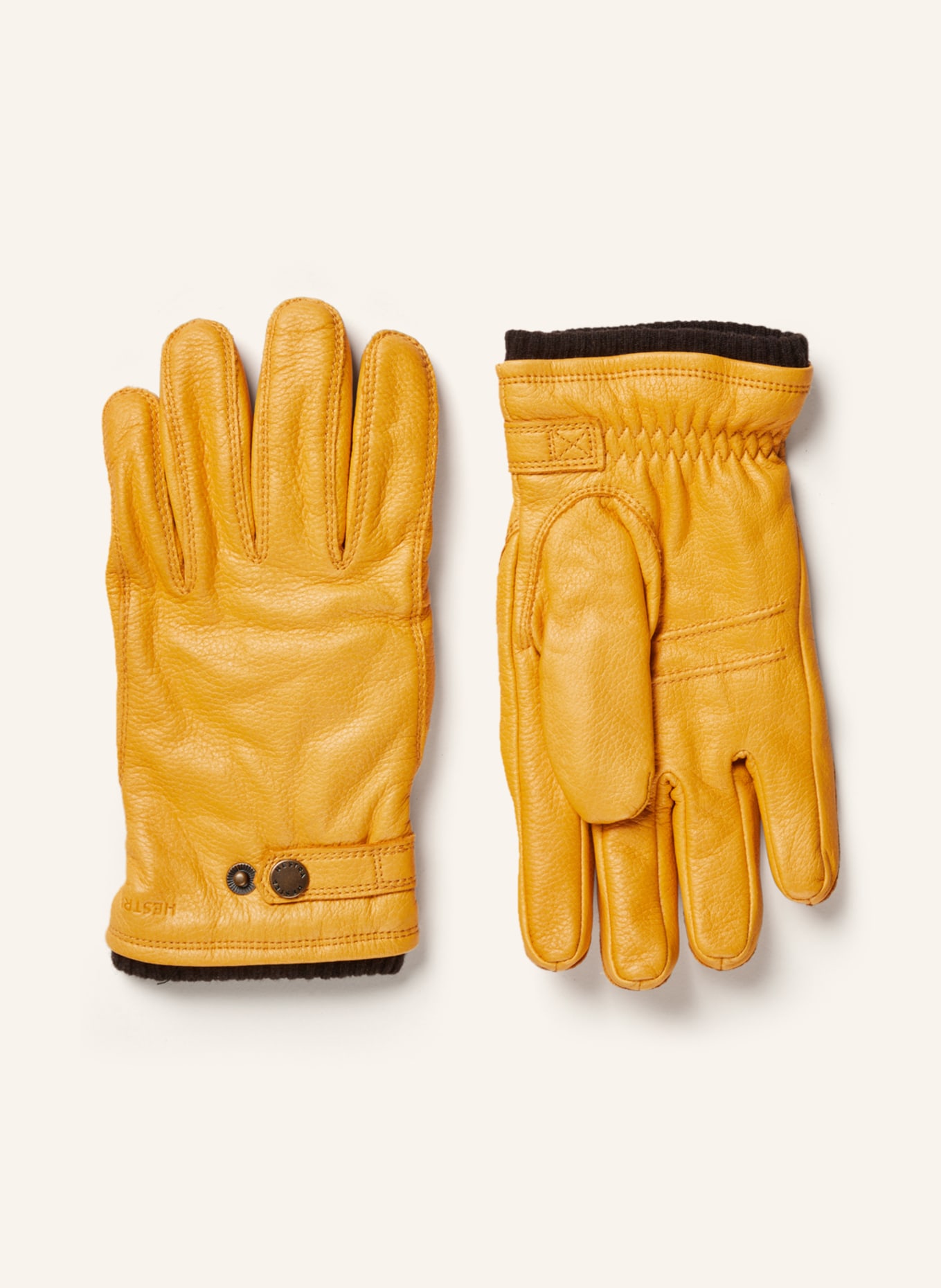 HESTRA Leather gloves UTSJÖ, Color: YELLOW (Image 1)