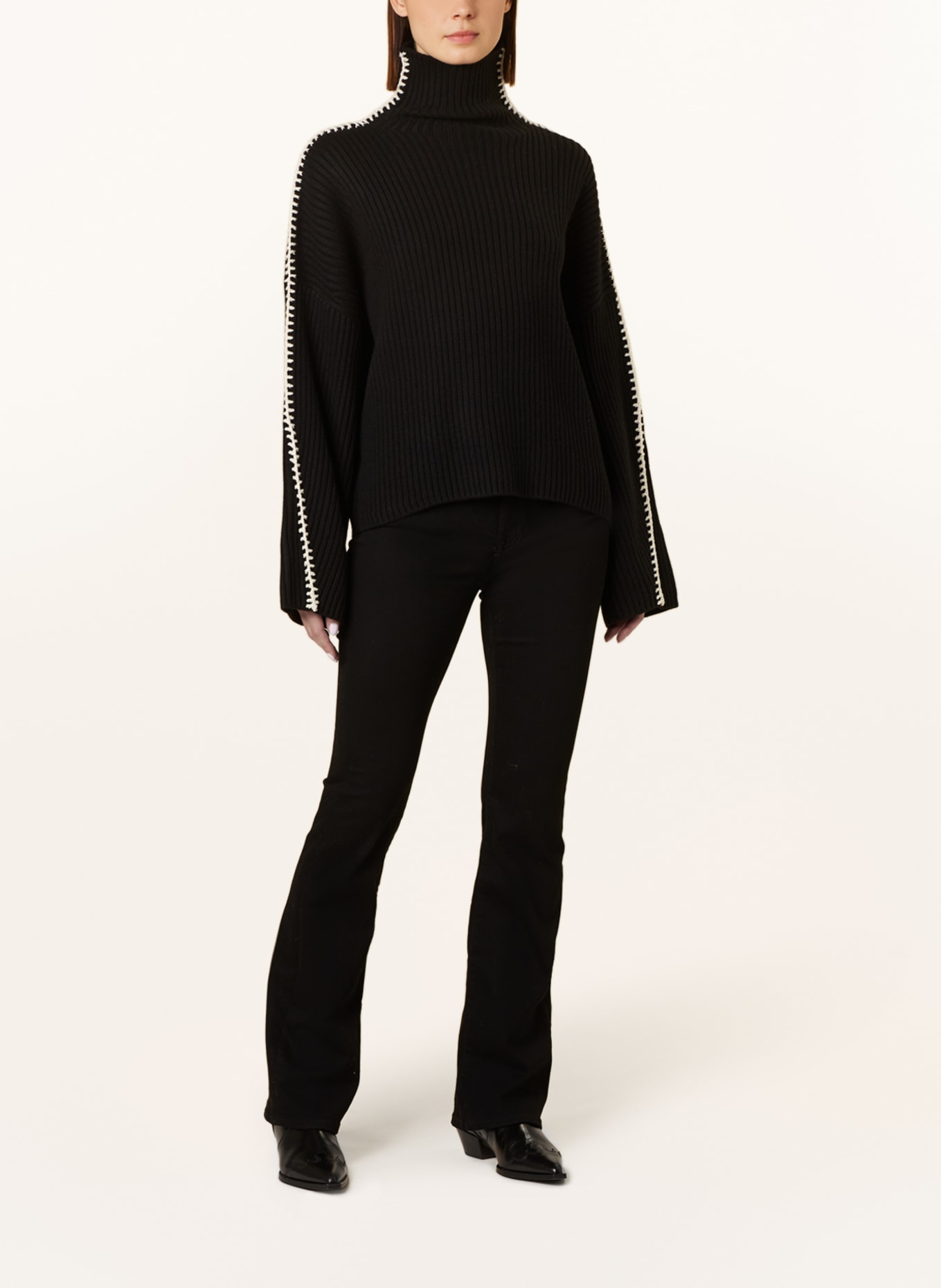 rag & bone Turtleneck sweater INGRID, Color: BLACK/ WHITE (Image 2)