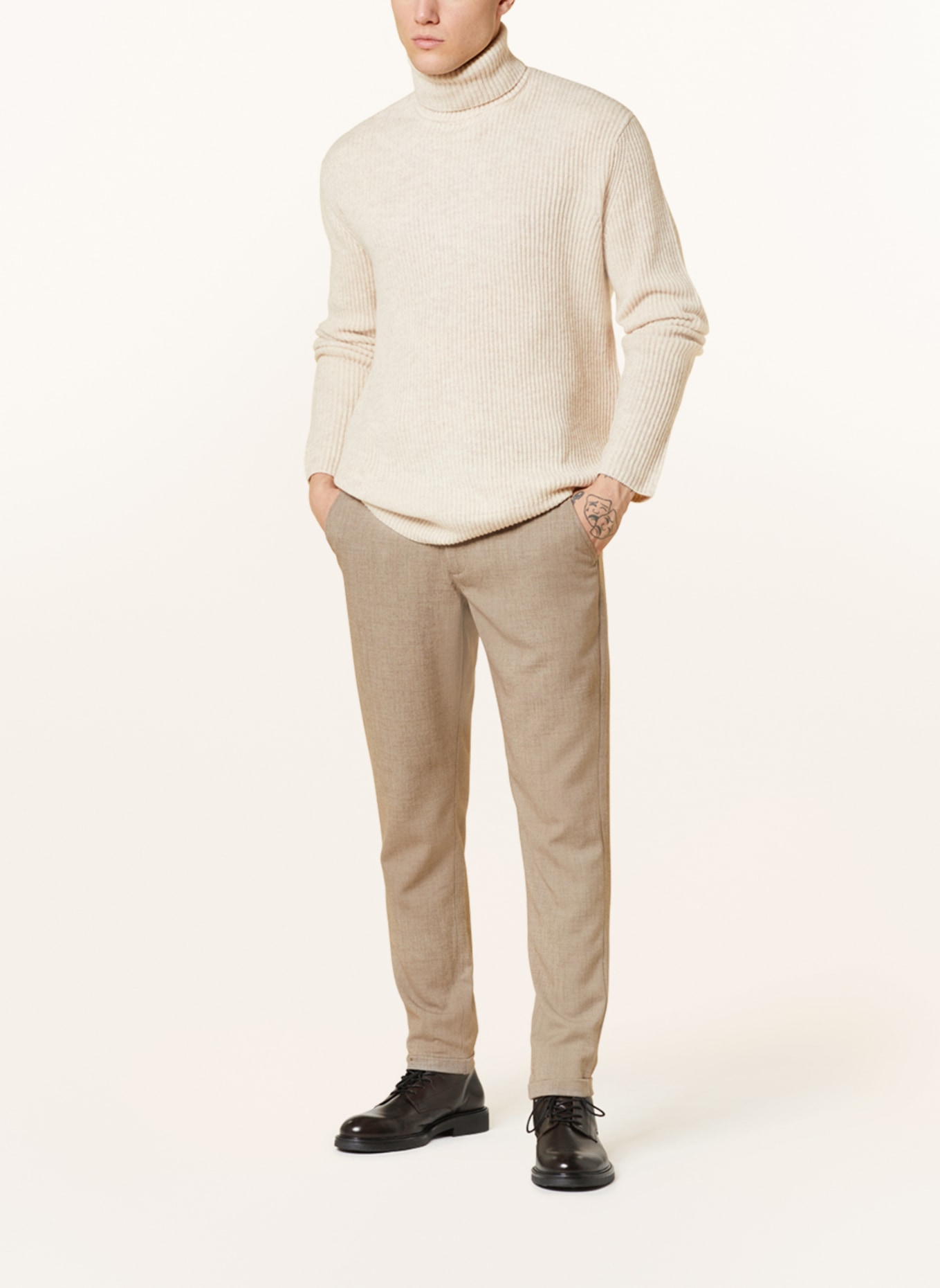 LES DEUX Turtleneck sweater EDDIE made of merino wool, Color: BEIGE (Image 2)