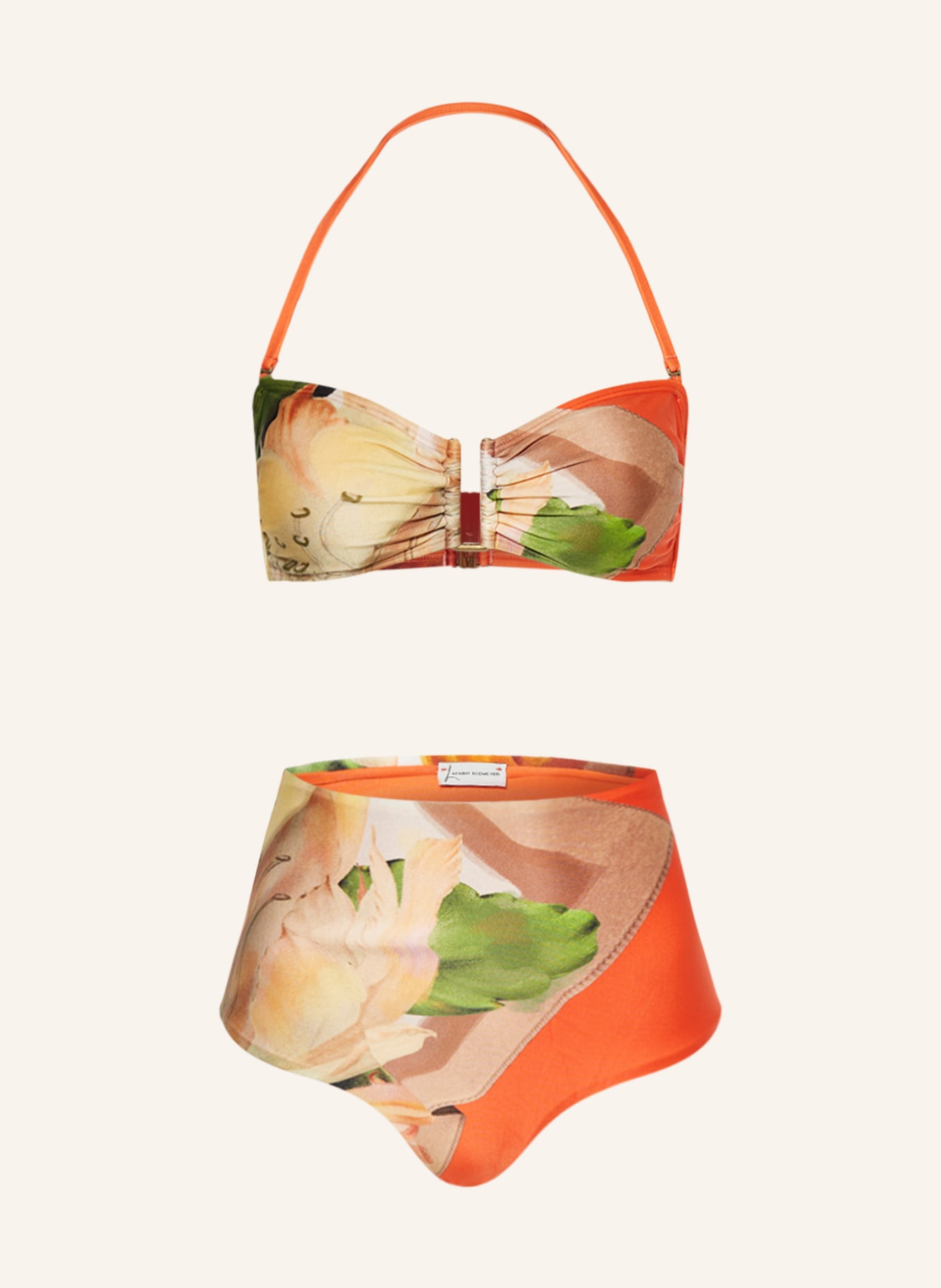 LENNY NIEMEYER Bikini bandeau MANDACARU, Kolor: POMARAŃCZOWY/ ZIELONY (Obrazek 1)