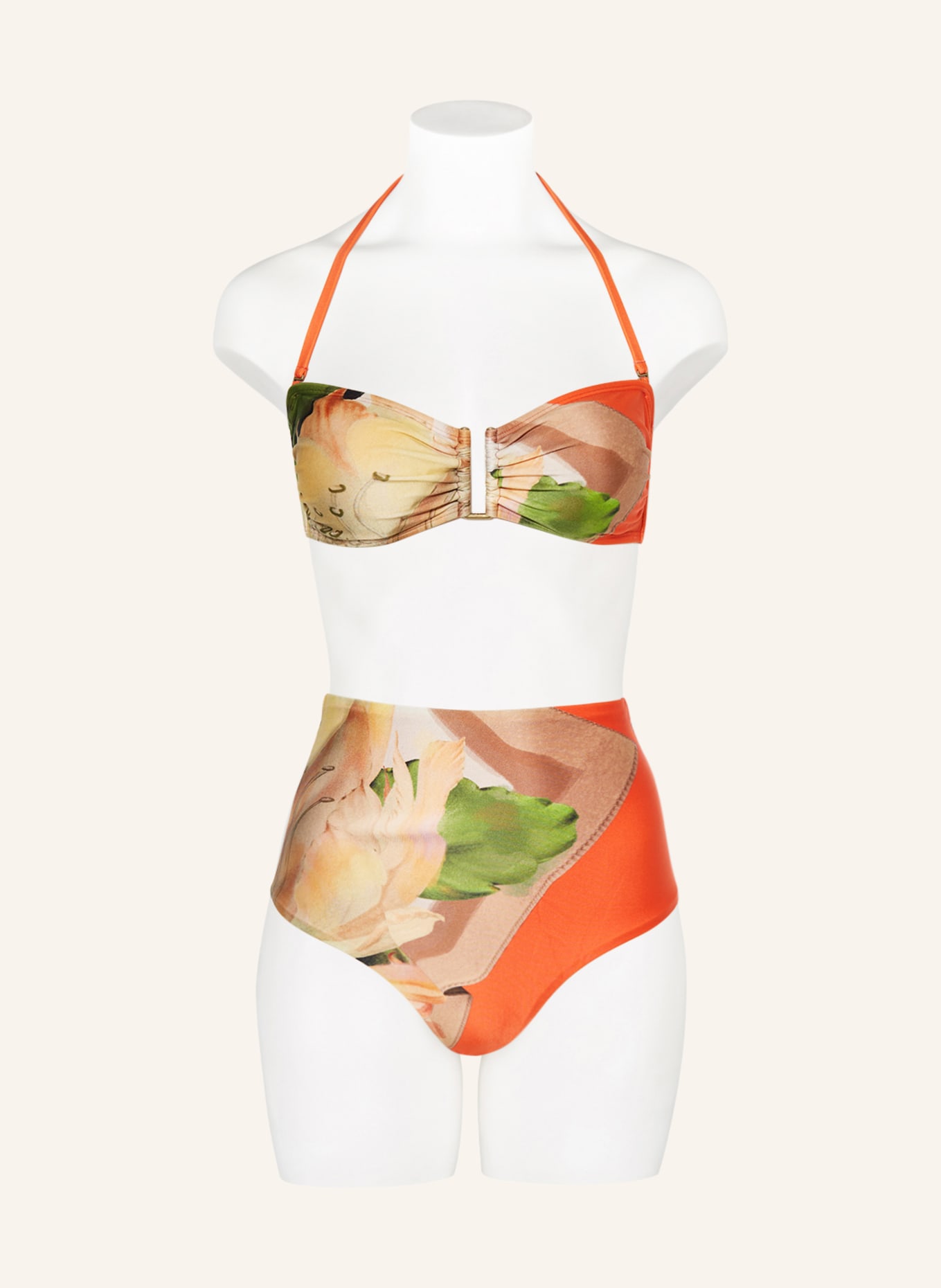 LENNY NIEMEYER Bikini bandeau MANDACARU, Kolor: POMARAŃCZOWY/ ZIELONY (Obrazek 2)