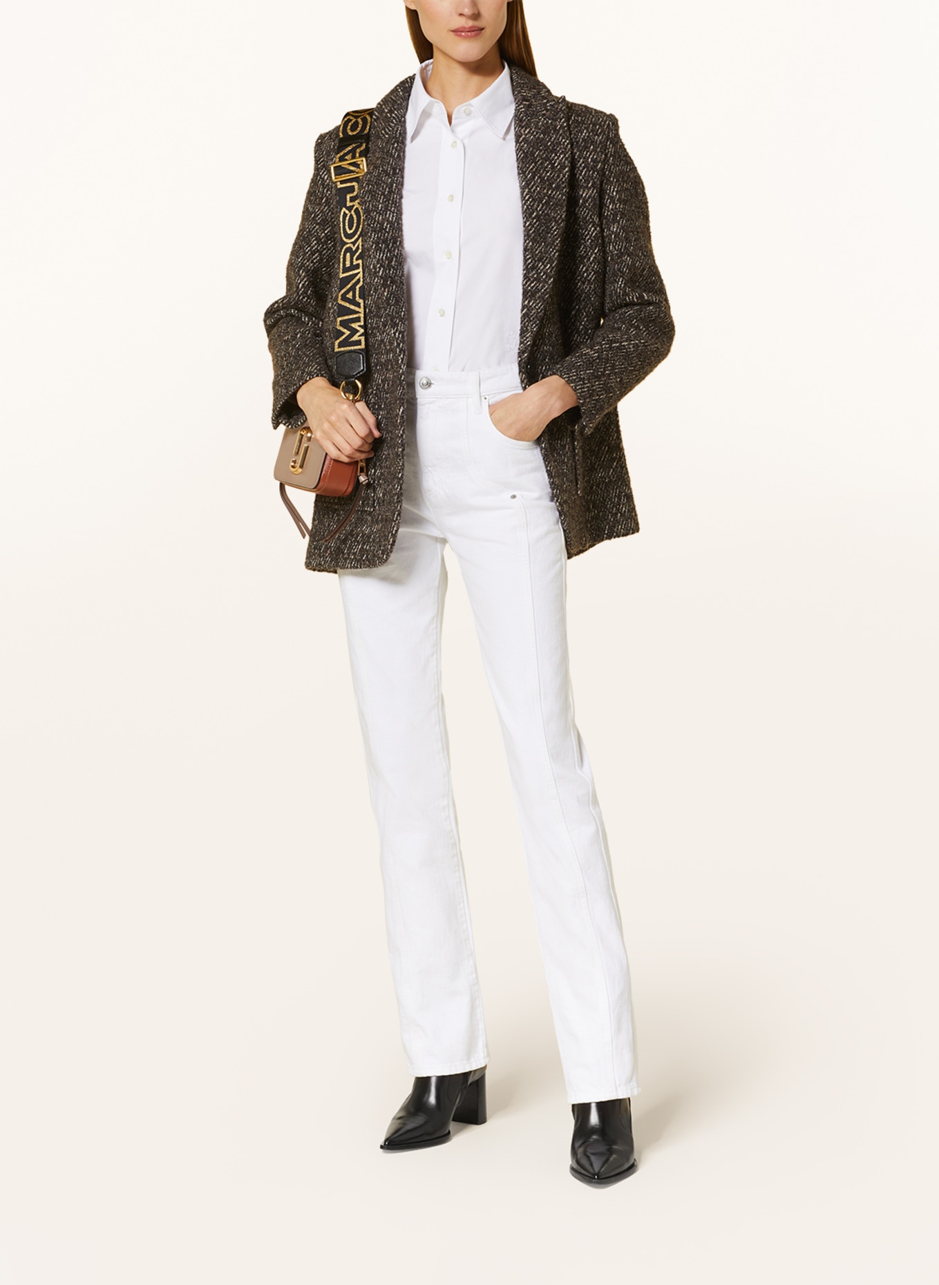 MARC JACOBS Saffiano-Umhängetasche SNAPSHOT: BEIGE/ BRAUN