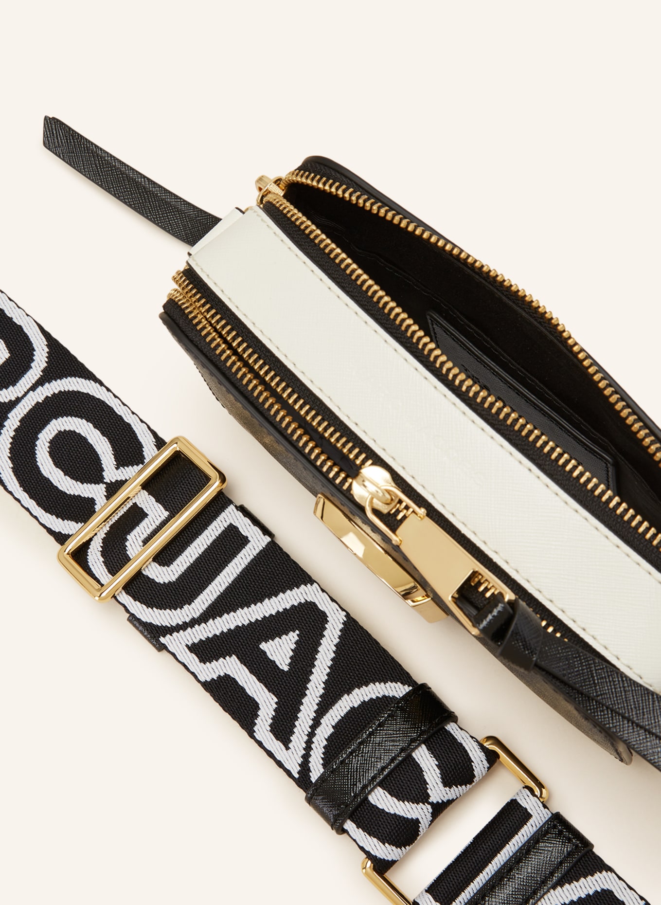 MARC JACOBS Saffiano-Umhängetasche SNAPSHOT: SCHWARZ