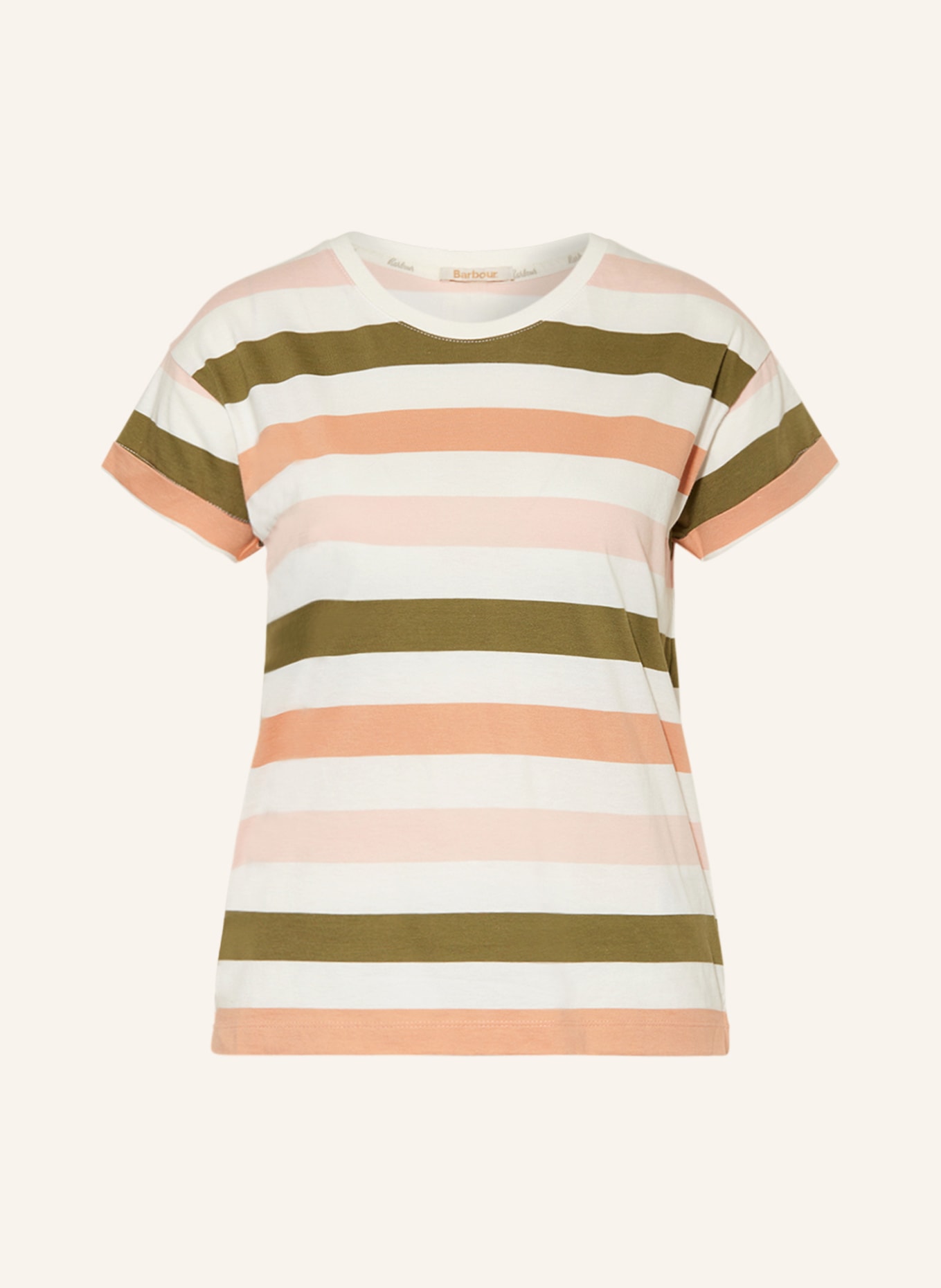 Barbour T-shirt LYNDALE, Kolor: BIAŁY/ OLIWKOWY/ BLADORÓŻOWY (Obrazek 1)