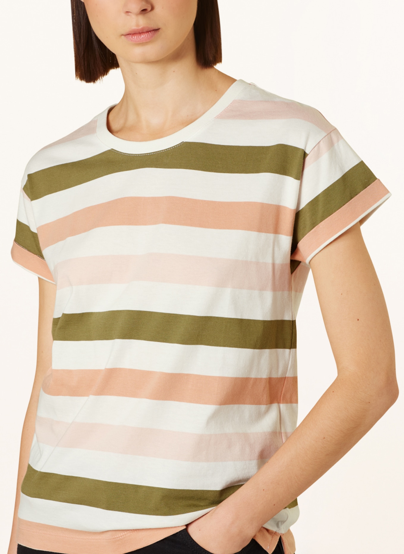 Barbour T-shirt LYNDALE, Color: WHITE/ OLIVE/ ROSE (Image 4)