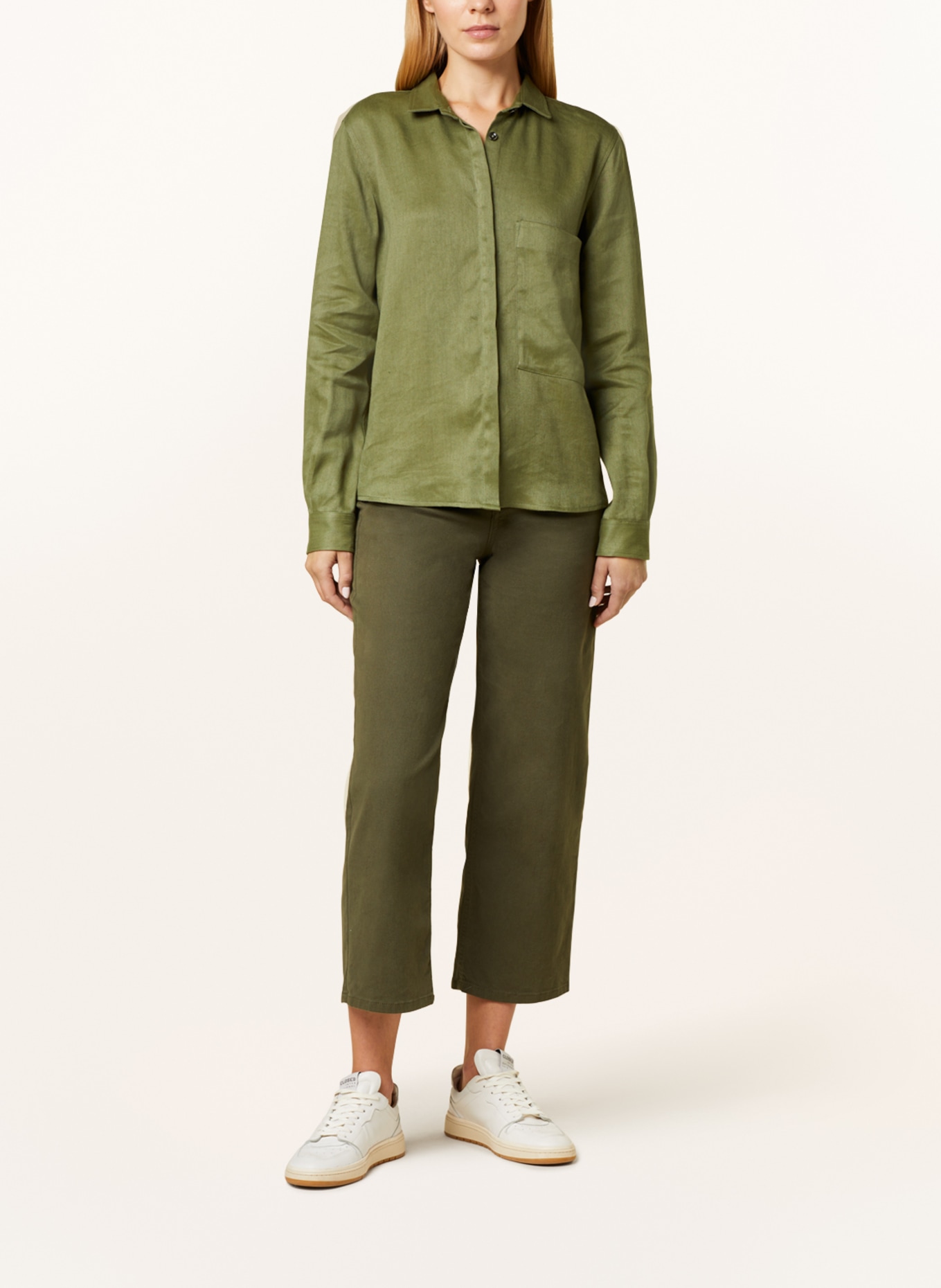 nine:inthe:morning Shirt blouse with linen, Color: OLIVE (Image 2)
