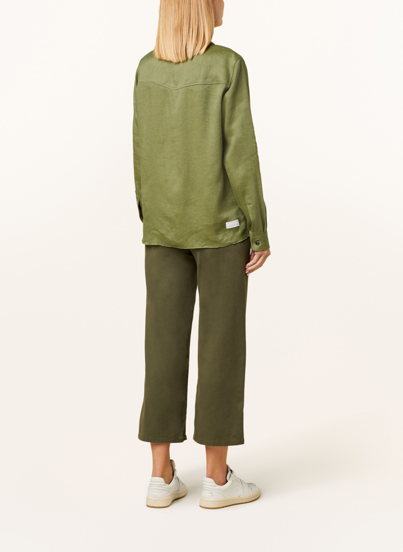 nine:inthe:morning Shirt blouse with linen, Color: OLIVE (Image 3)