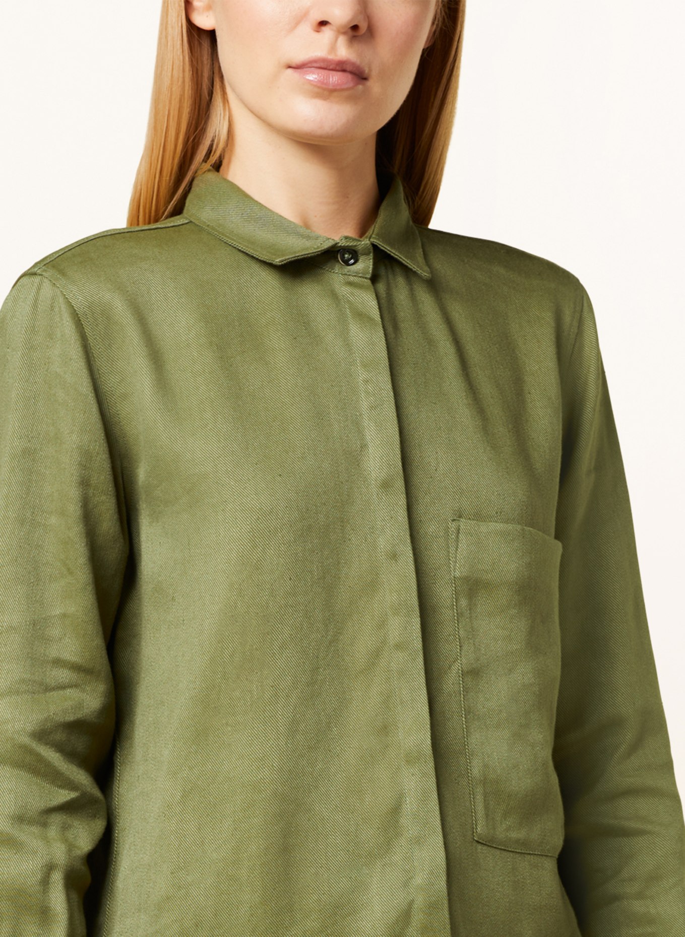 nine:inthe:morning Shirt blouse with linen, Color: OLIVE (Image 4)