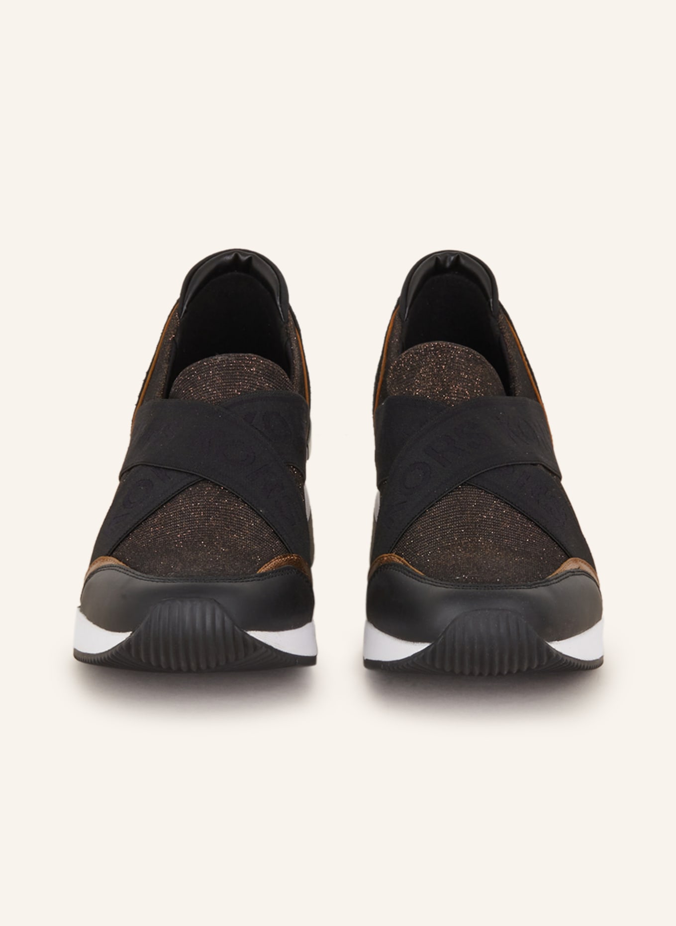 MICHAEL KORS Slip-on sneakersy GEENA s třpytivou přízí, Barva: 080 Black/Bronze (Obrázek 3)