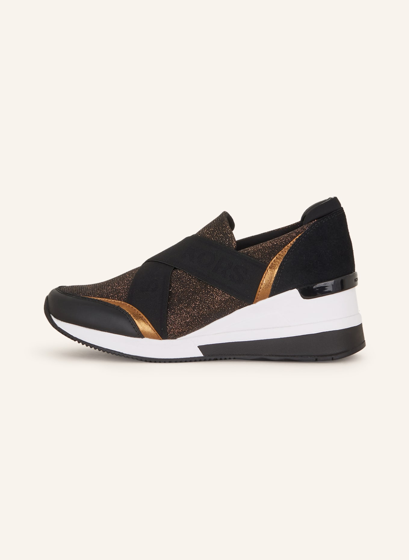 MICHAEL KORS Slip-on sneakers GEENA with glitter thread, Color: 080 Black/Bronze (Image 4)