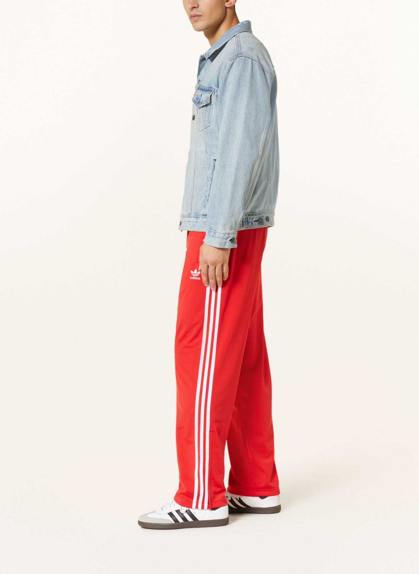 Adidas 3 Stripe Sweat Pant Red adidas