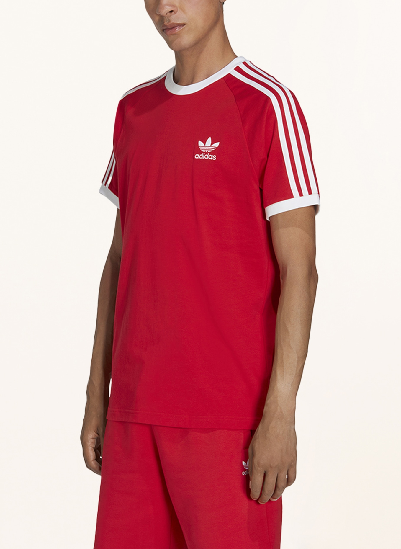 adidas Originals T-shirt with tuxedo stripes, Color: RED (Image 2)