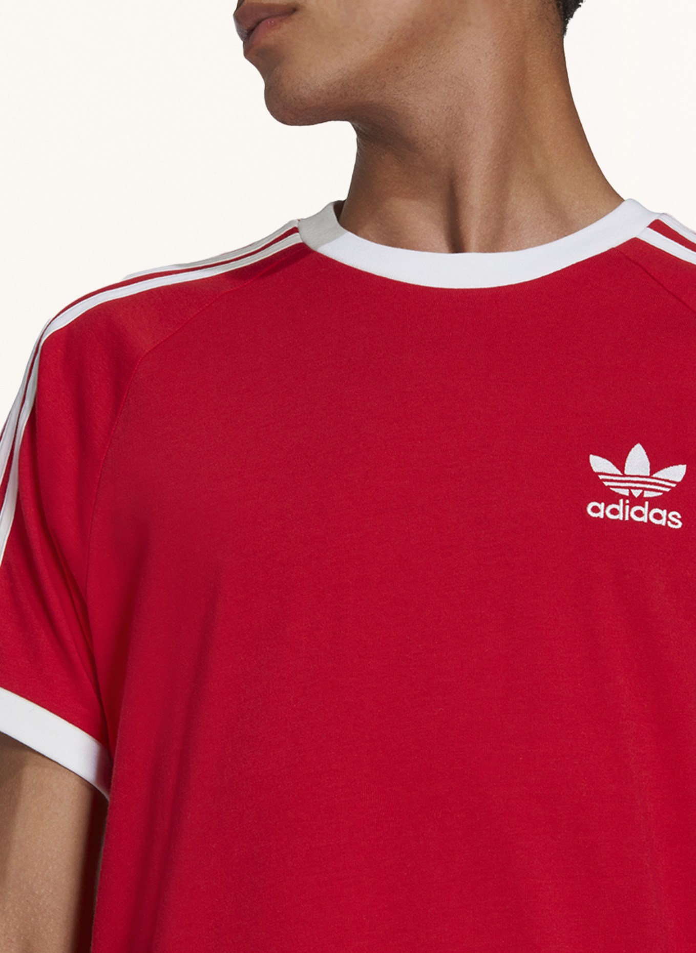 adidas Originals T-shirt with tuxedo stripes, Color: RED (Image 4)
