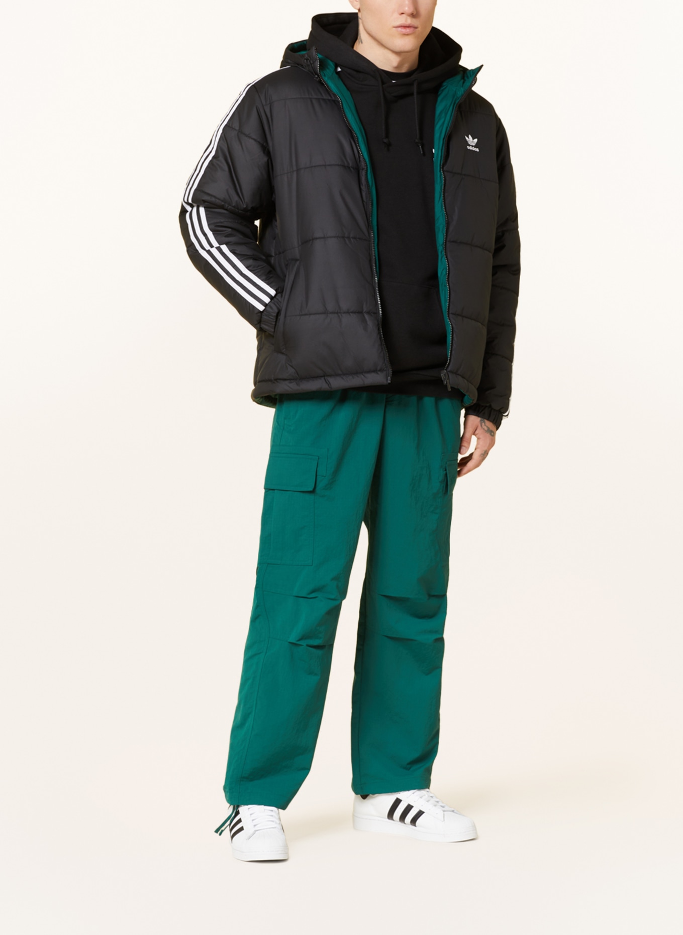 adidas Originals Quilted jacket ADIC REV Reversible, Color: BLACK/ GREEN (Image 3)