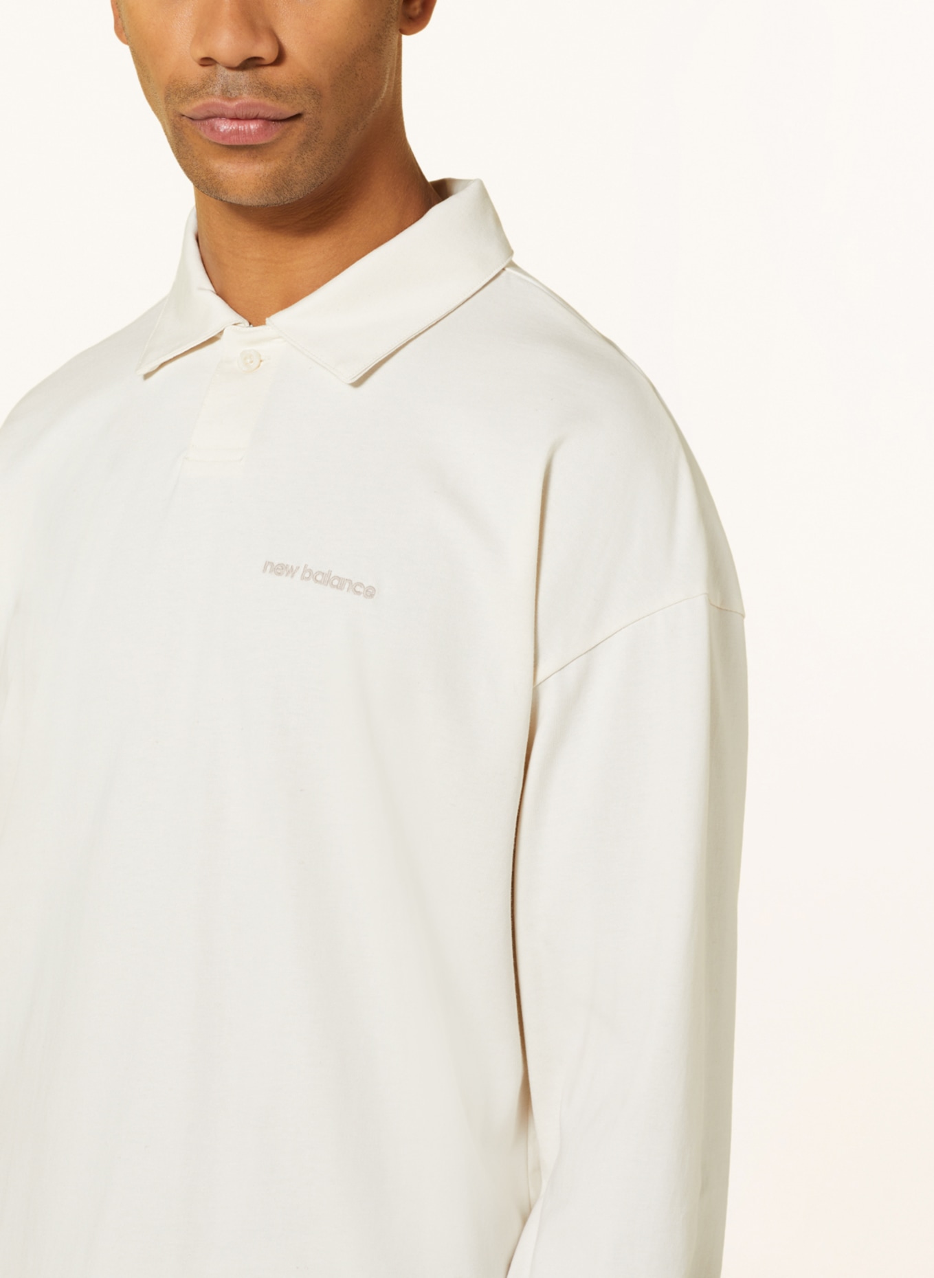 new balance Jersey polo shirt ATHLETICS LINEAR relaxed fit, Color: CREAM (Image 4)