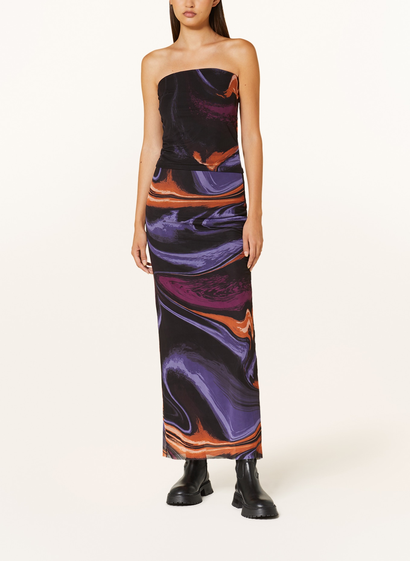 gina tricot Mesh skirt, Color: BLACK/ PURPLE/ ORANGE (Image 2)