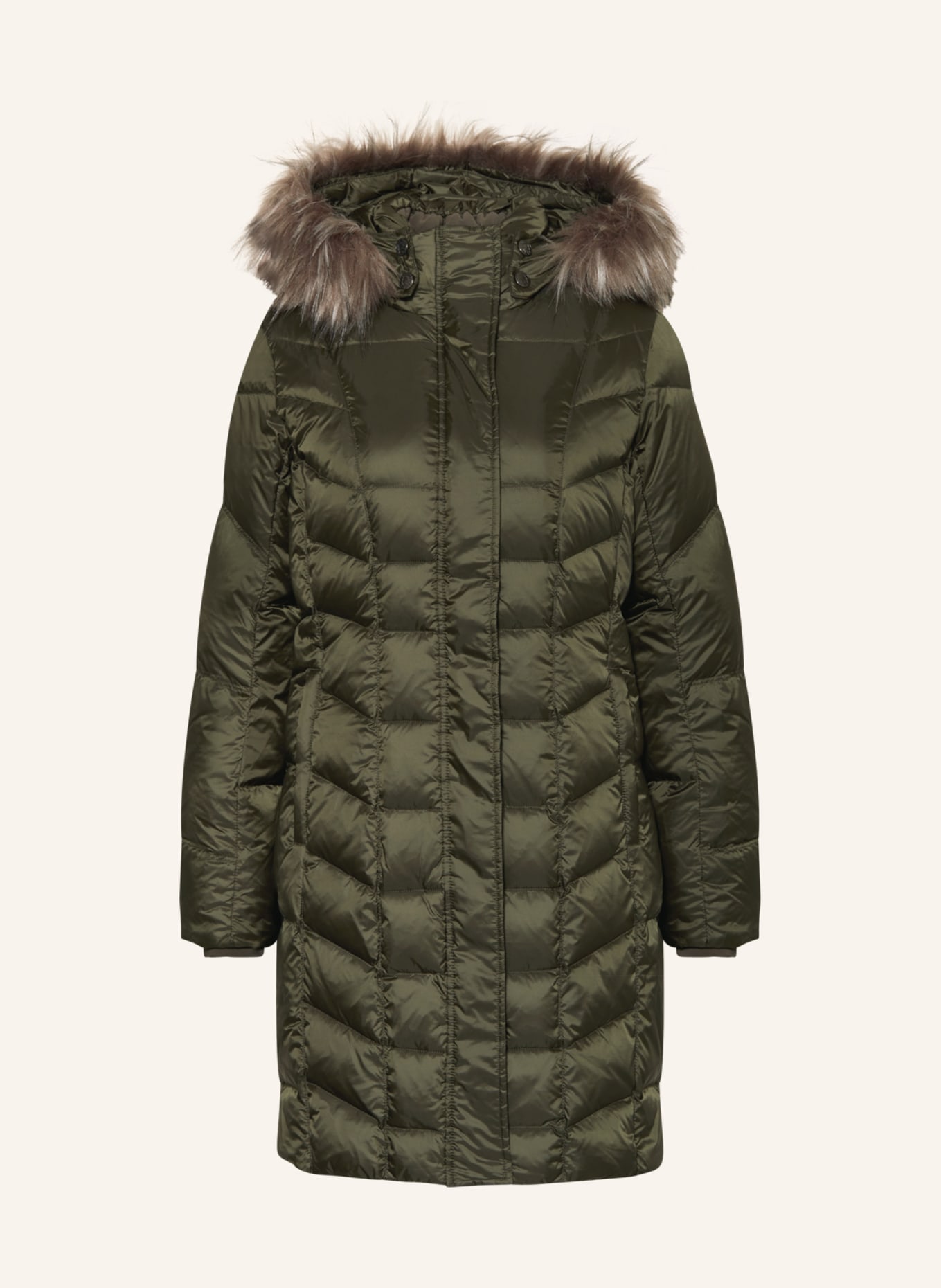 SPORTALM Down jacket with removable hood, Color: DARK GREEN (Image 1)
