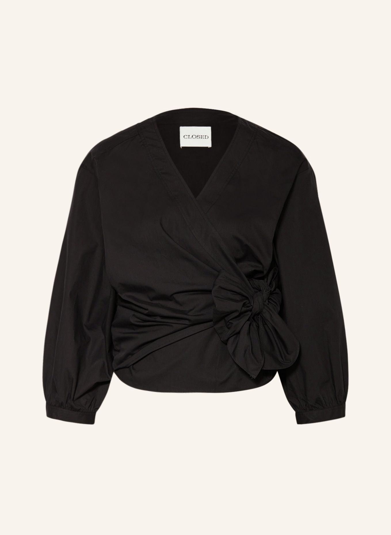 CLOSED Wrap blouse with 3/4 sleeves, Color: BLACK (Image 1)