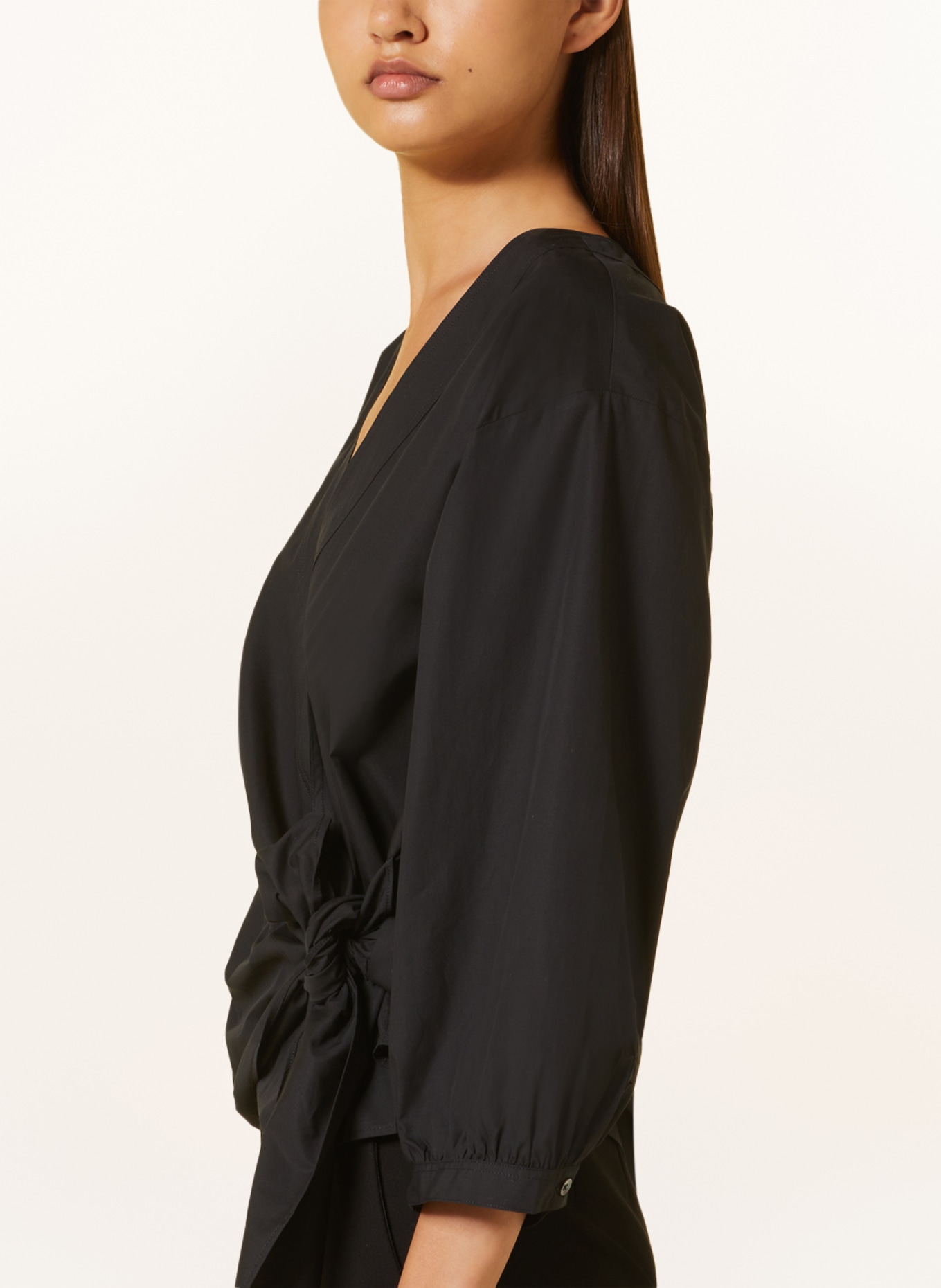 CLOSED Wrap blouse with 3/4 sleeves, Color: BLACK (Image 4)