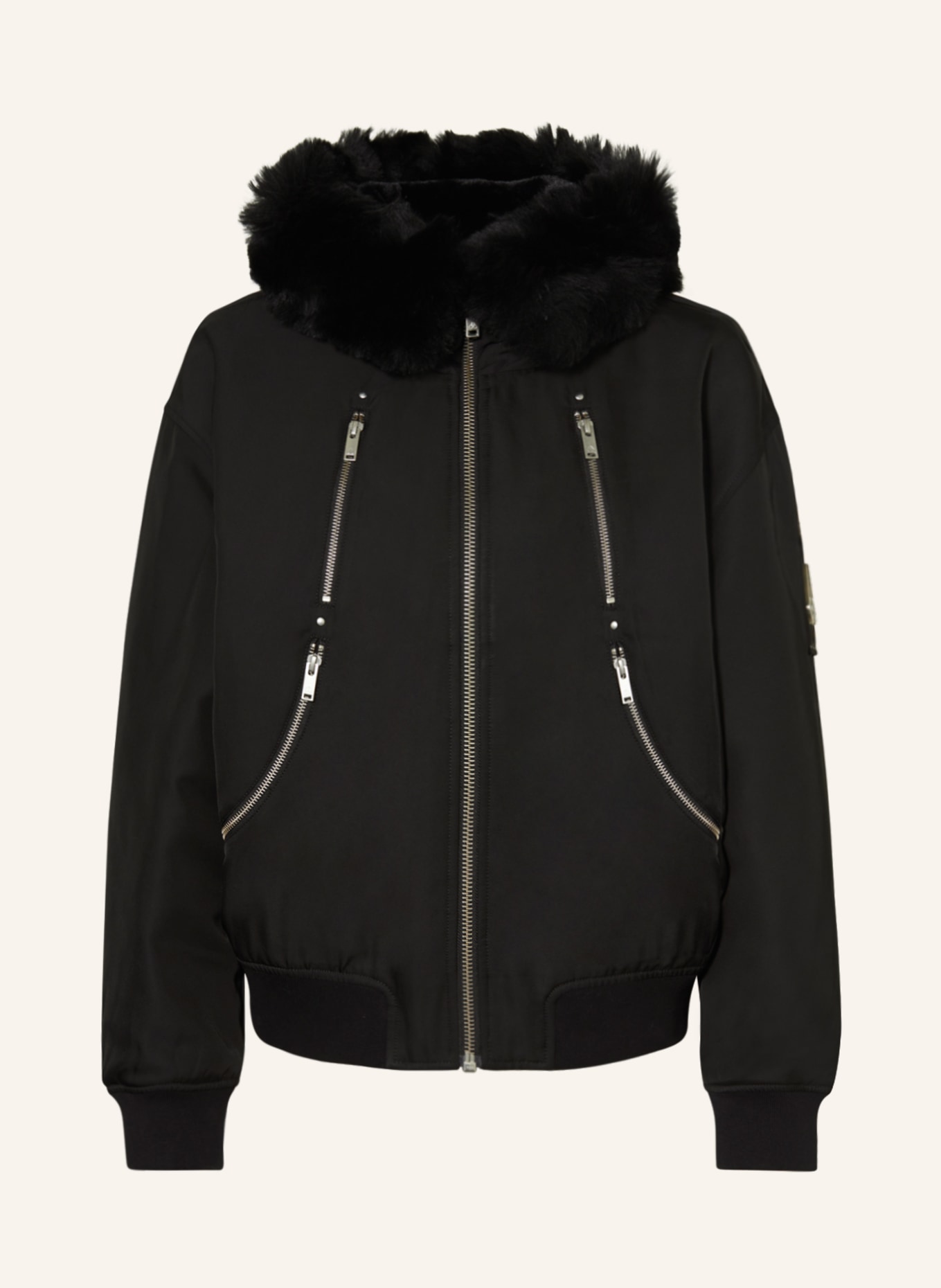 MOOSE KNUCKLES Bomber jacket DECATUR with faux fur, Color: BLACK (Image 1)
