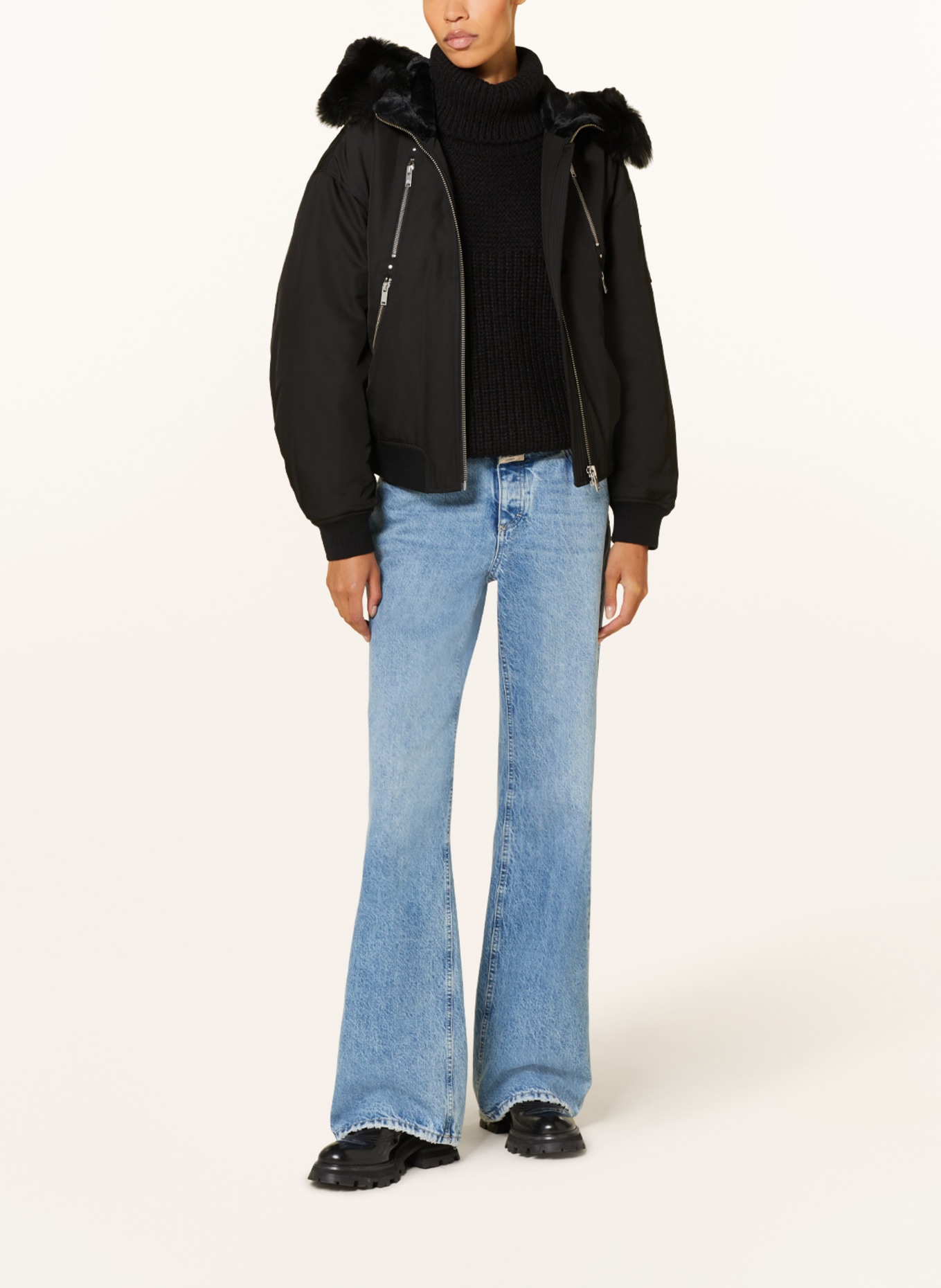 MOOSE KNUCKLES Bomber jacket DECATUR with faux fur, Color: BLACK (Image 2)