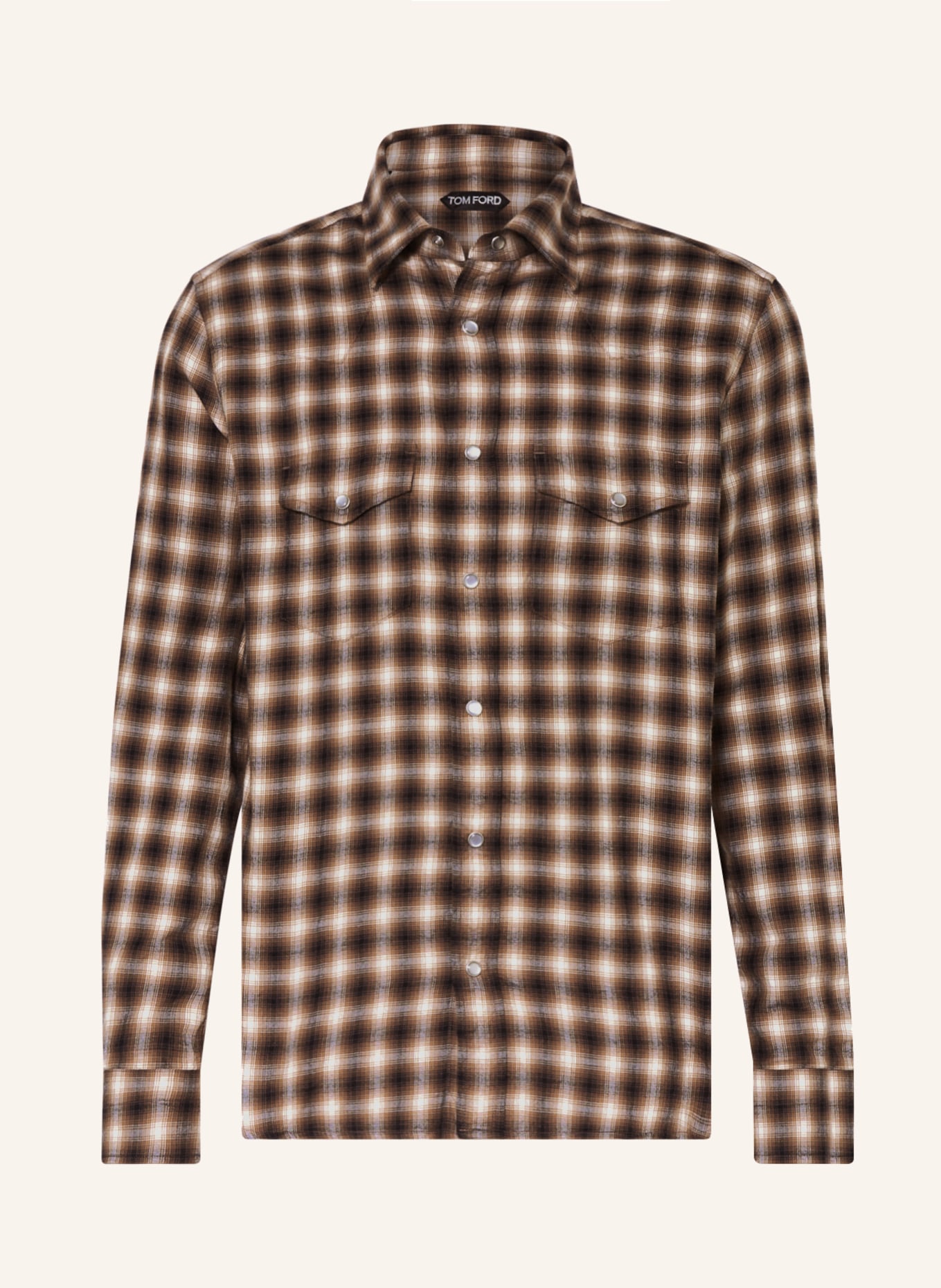 TOM FORD Flannel shirt regular fit, Color: BROWN/ LIGHT BROWN/ DARK GRAY (Image 1)