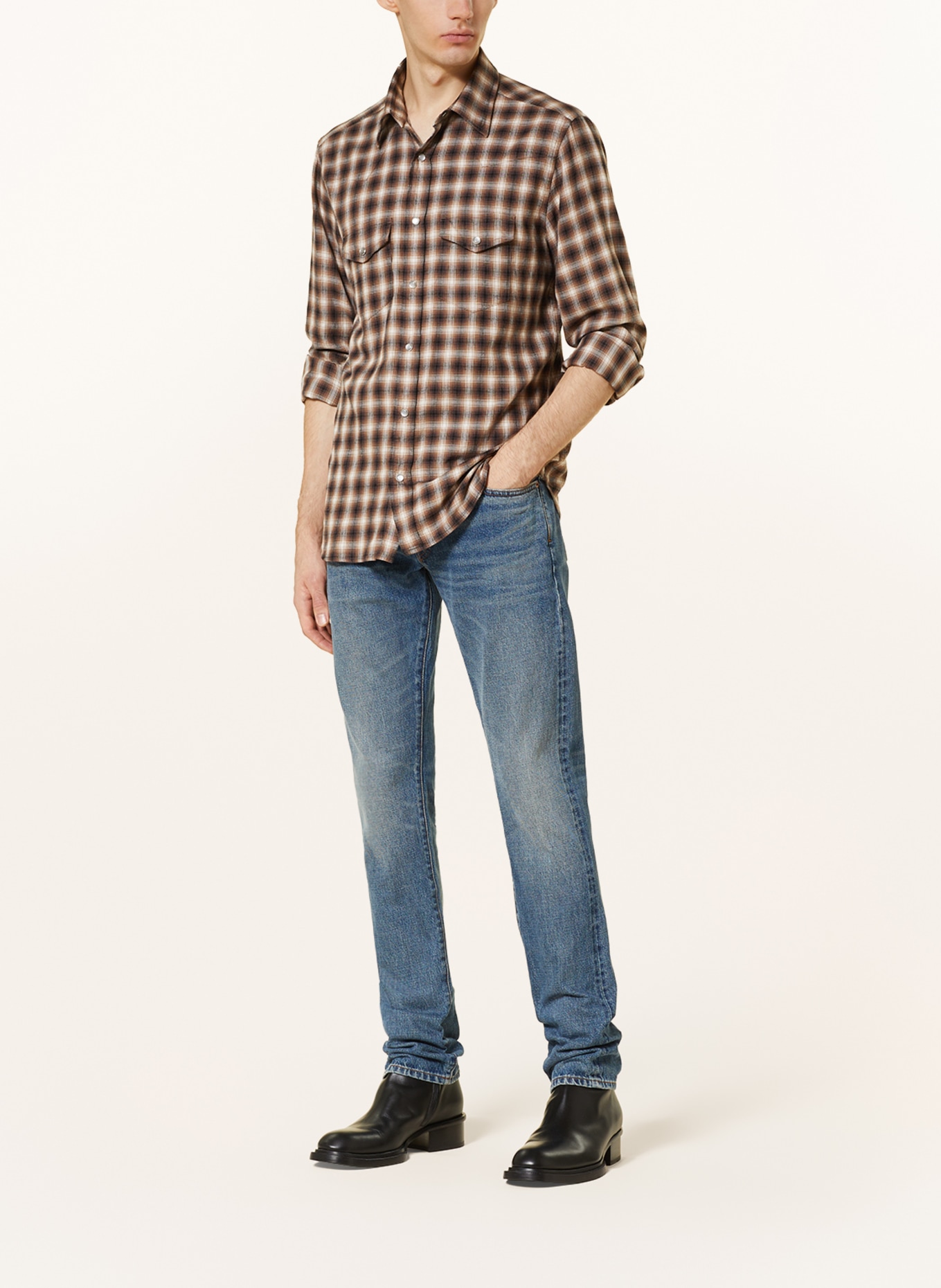 TOM FORD Flannel shirt regular fit, Color: BROWN/ LIGHT BROWN/ DARK GRAY (Image 2)