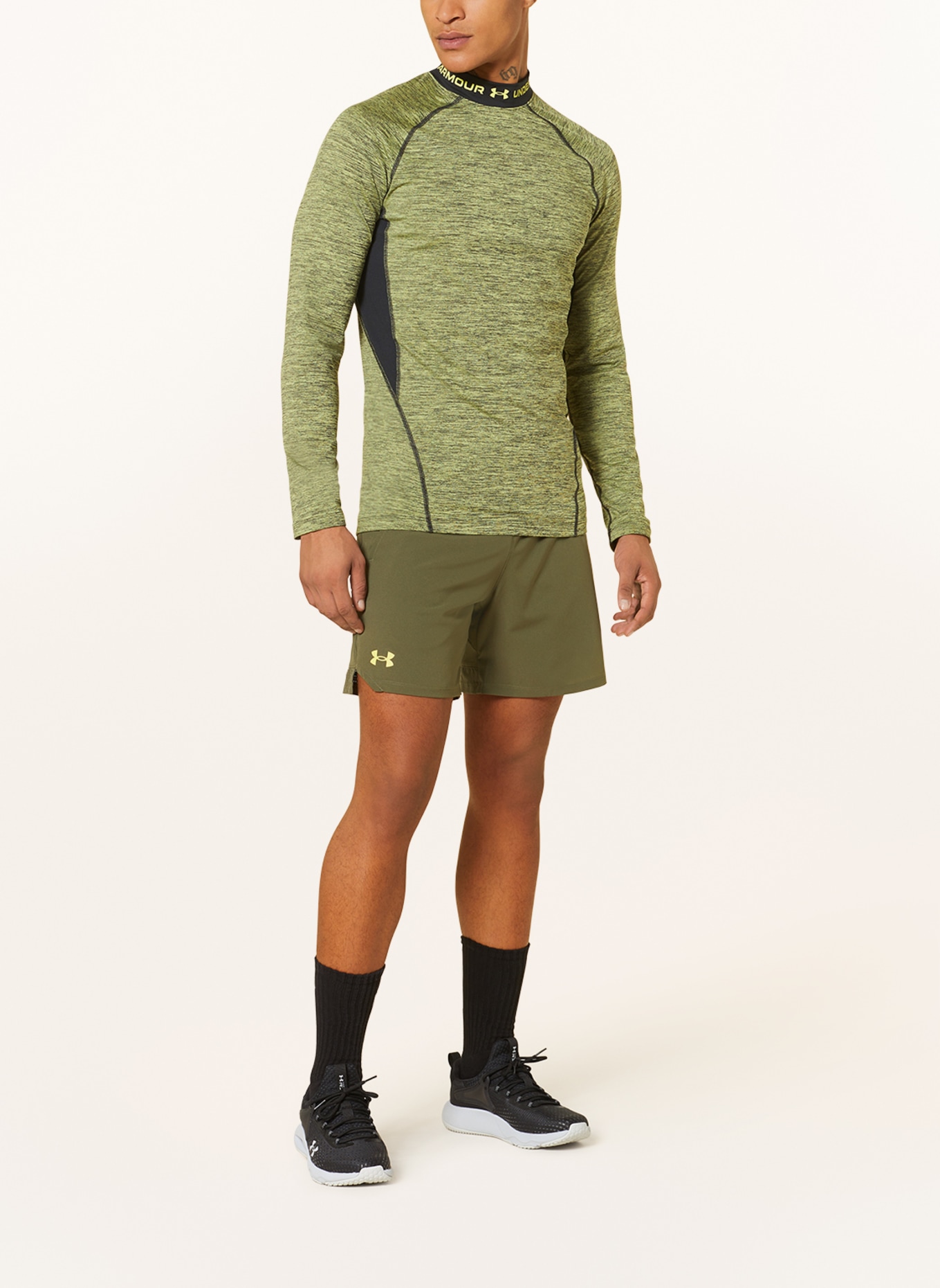 UNDER ARMOUR Long sleeve shirt UA COLDGEAR® TWIST, Color: GREEN/ BLACK (Image 2)