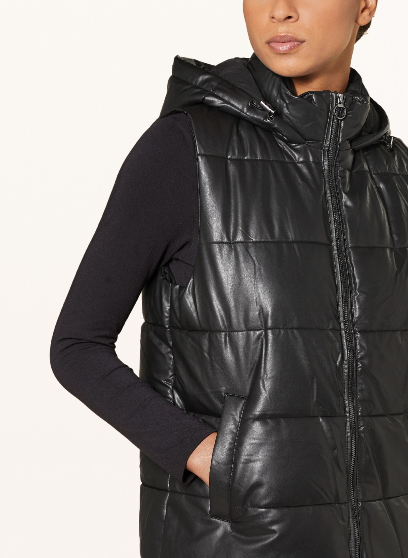 ONLY Quilted vest in leather black in look