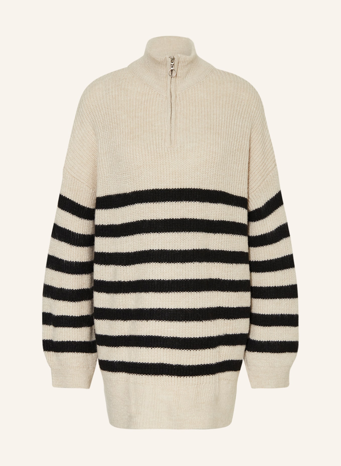 ONLY Half-zip sweater, Color: ECRU/ BLACK (Image 1)