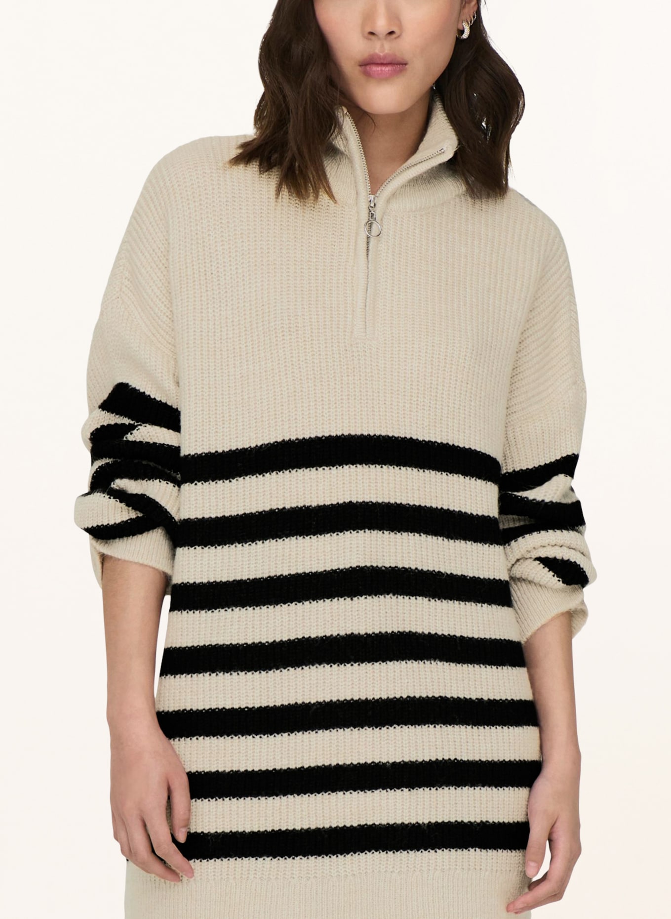 ONLY Half-zip sweater, Color: ECRU/ BLACK (Image 4)