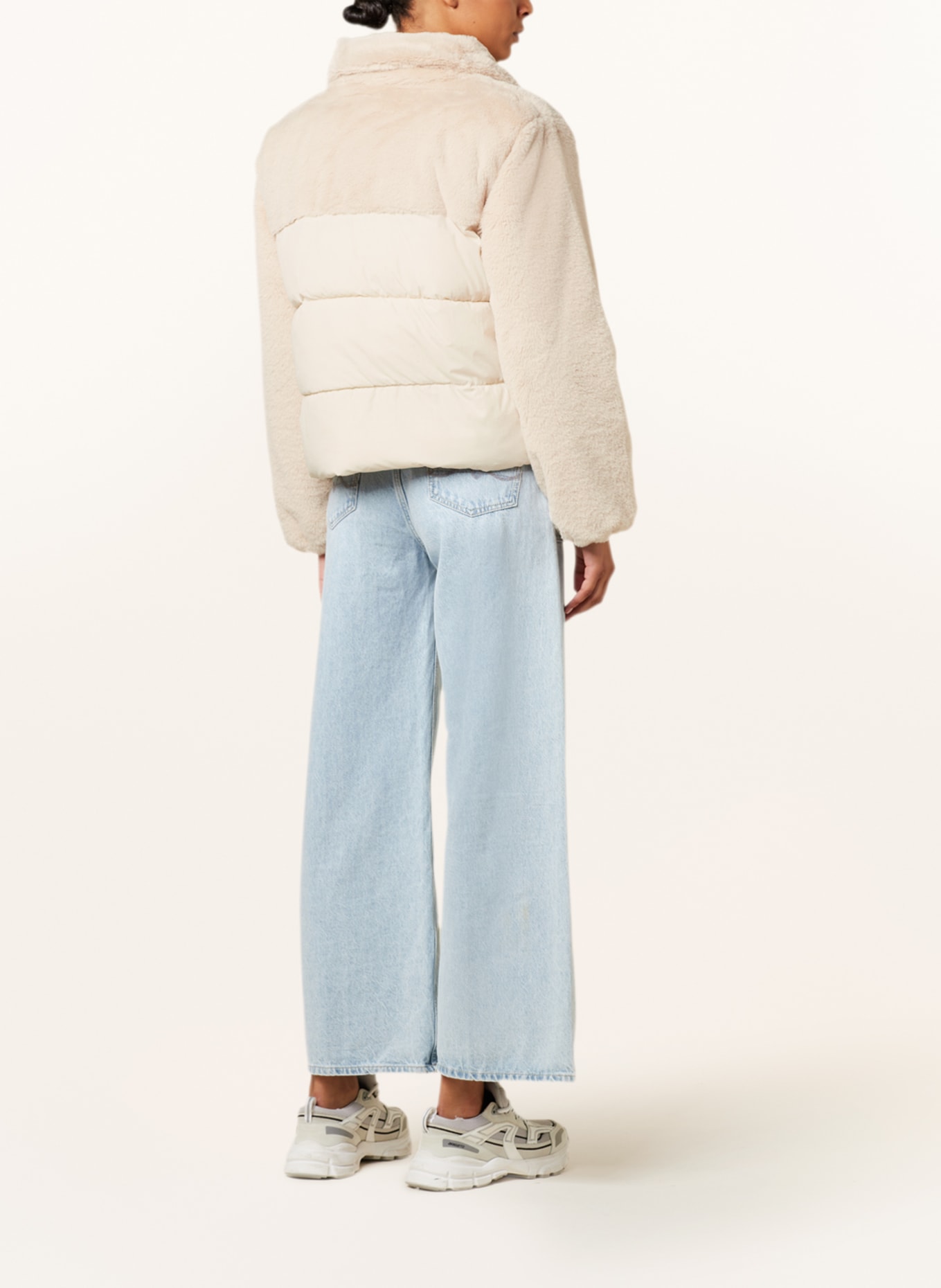 ONLY Quilted jacket in mixed materials with faux fur, Color: CREAM (Image 3)