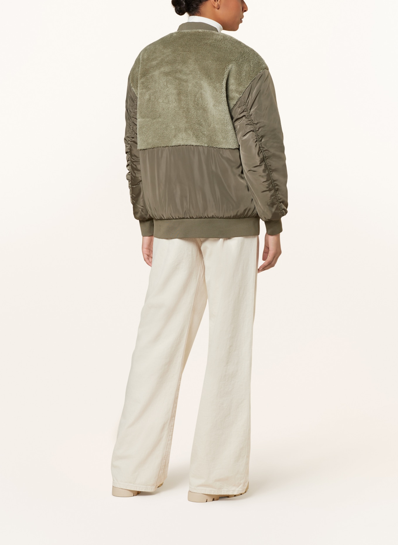 ONLY Bomber jacket in mixed materials, Color: LIGHT GREEN/ OLIVE (Image 3)