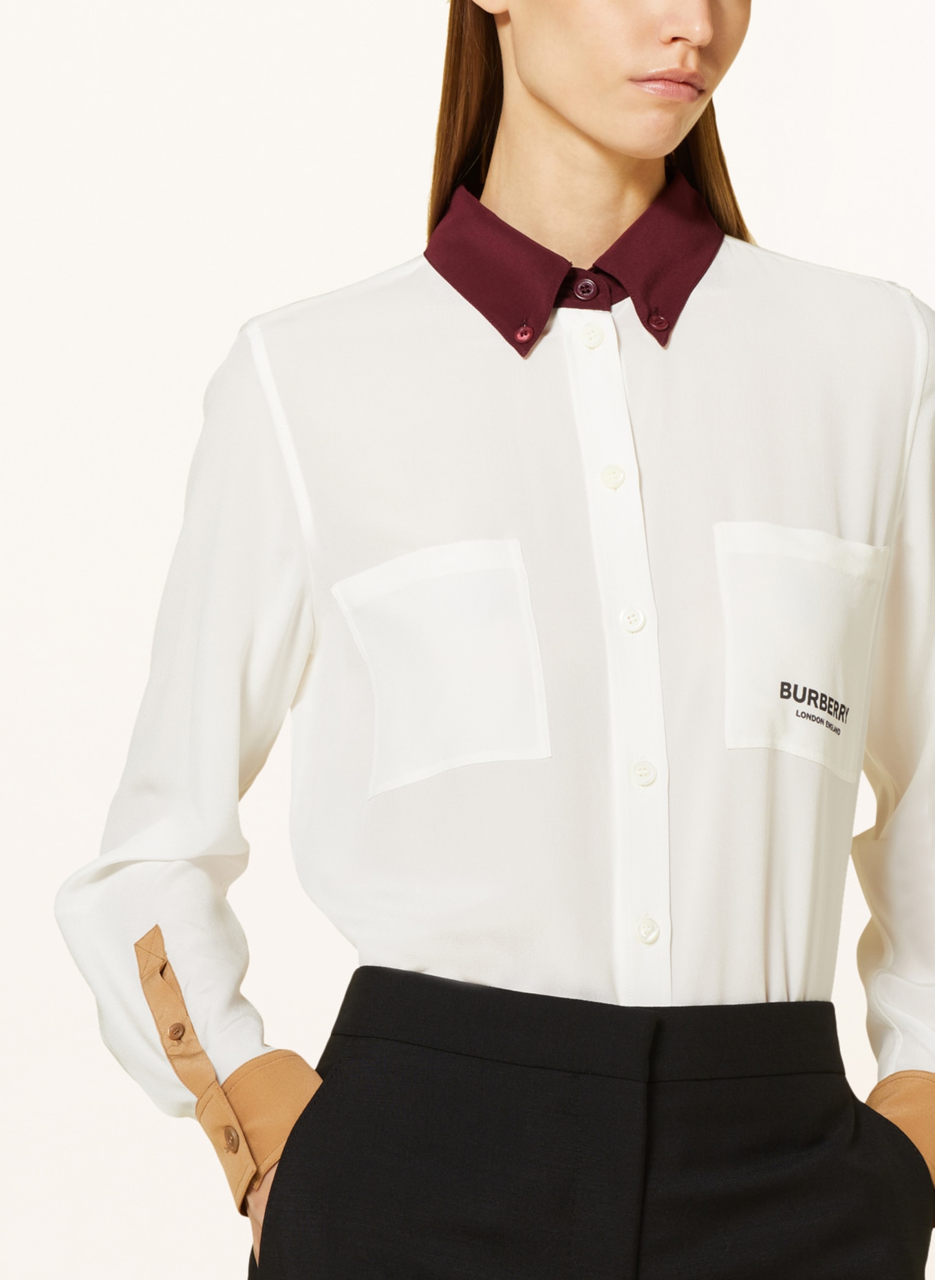 BURBERRY Shirt blouse ANETTE made of silk, Color: WHITE (Image 4)