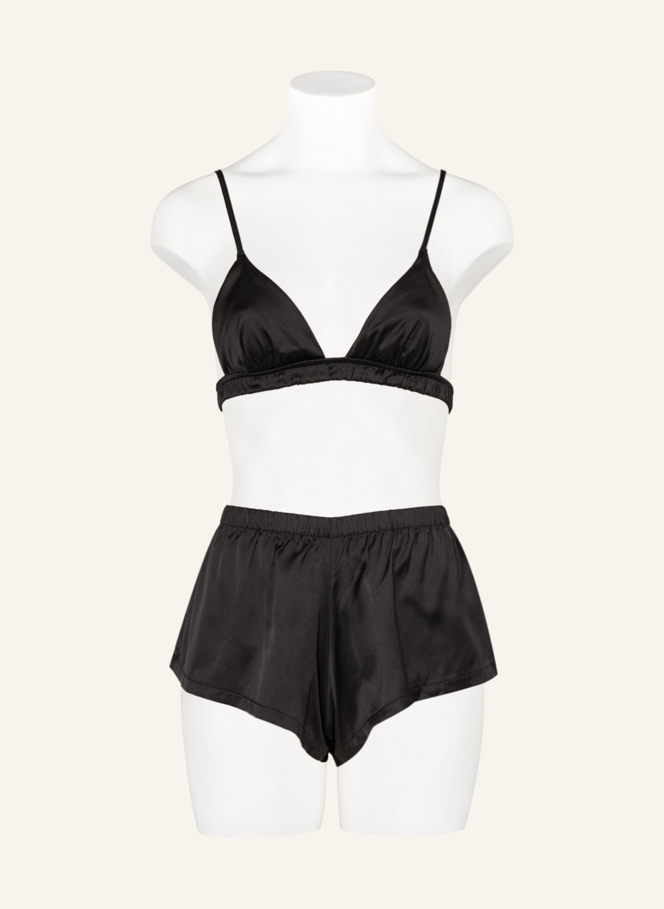 BLUEBELLA Set SASKIA: Triangle bra and satin shorts, Color: BLACK (Image 2)