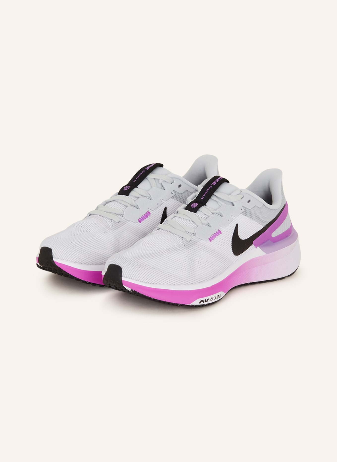 Nike Laufschuhe STRUCTURE 25, Farbe: WEISS/ NEONLILA/ SCHWARZ (Bild 1)