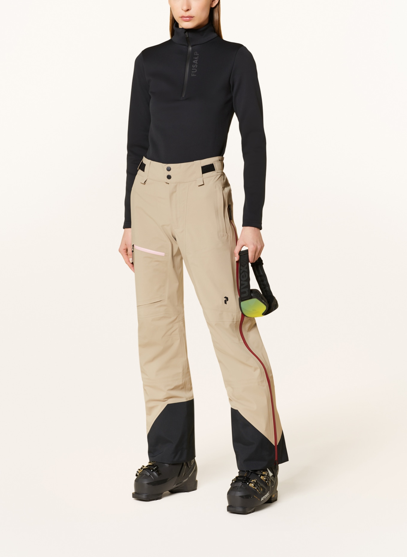 Peak Performance Ski pants ALPINE GORE-TEX, Color: BEIGE/ DARK RED/ BLACK (Image 2)