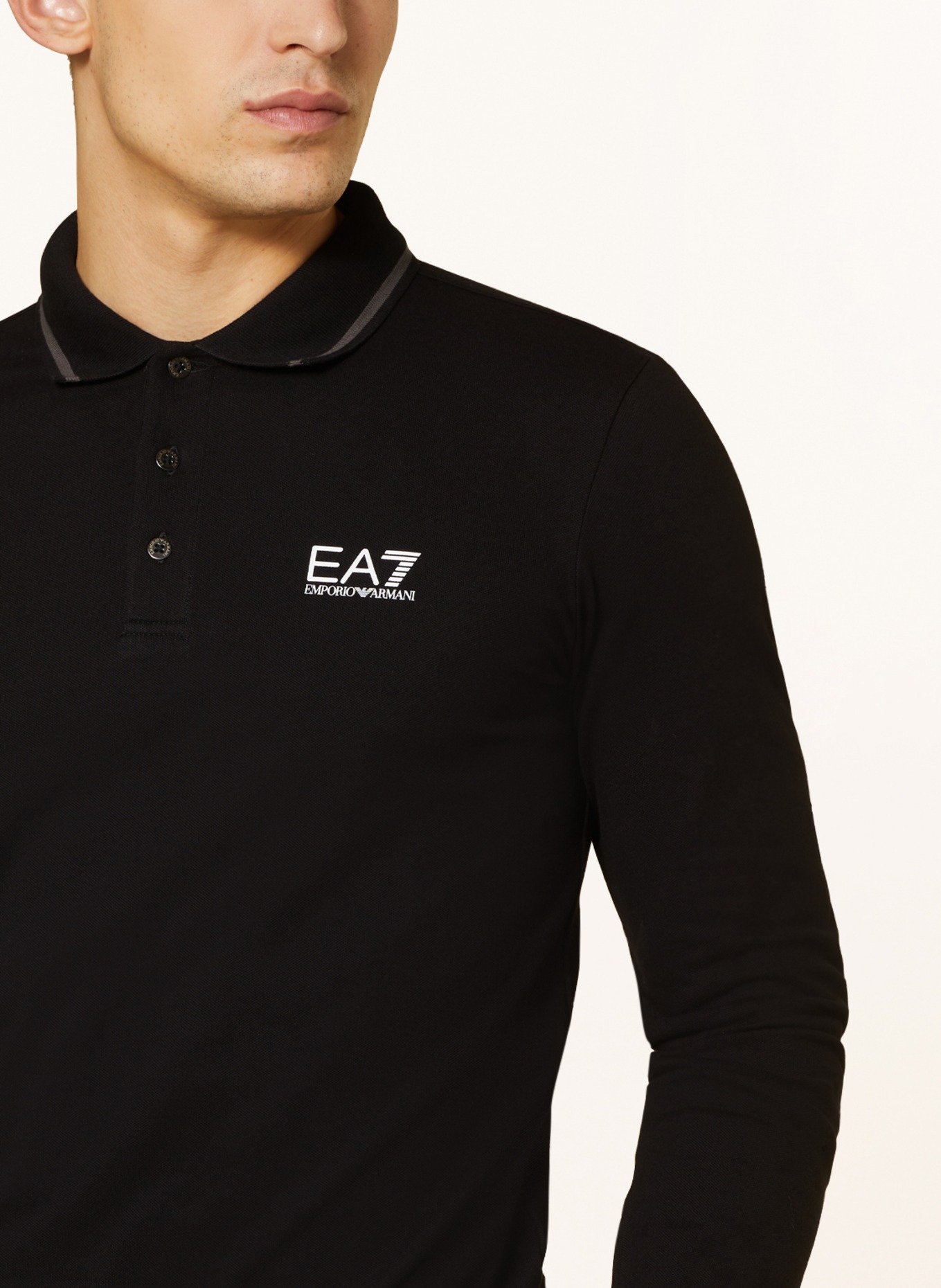 EA7 EMPORIO ARMANI Piqué polo shirt, Color: BLACK (Image 4)