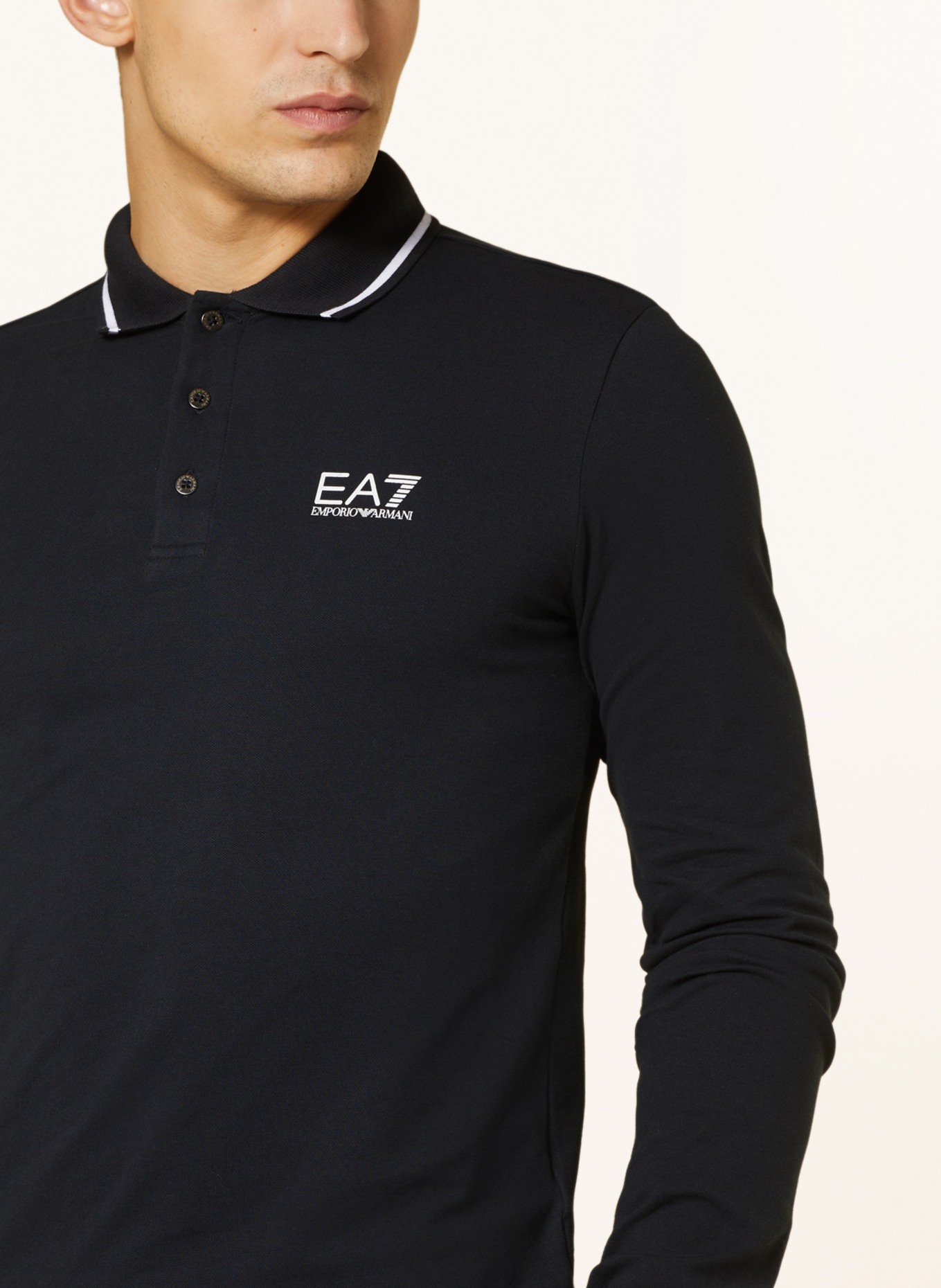 EA7 EMPORIO ARMANI Piqué polo shirt, Color: BLACK (Image 4)
