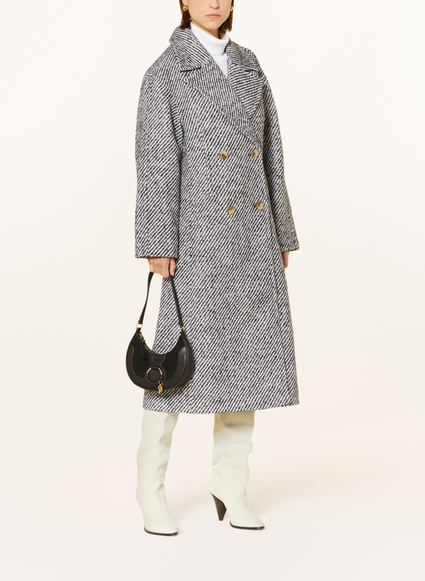 FABIENNE CHAPOT Mantel GWEN mit Glitzergarn, Farbe: WEISS/ DUNKELBLAU (Bild 2)