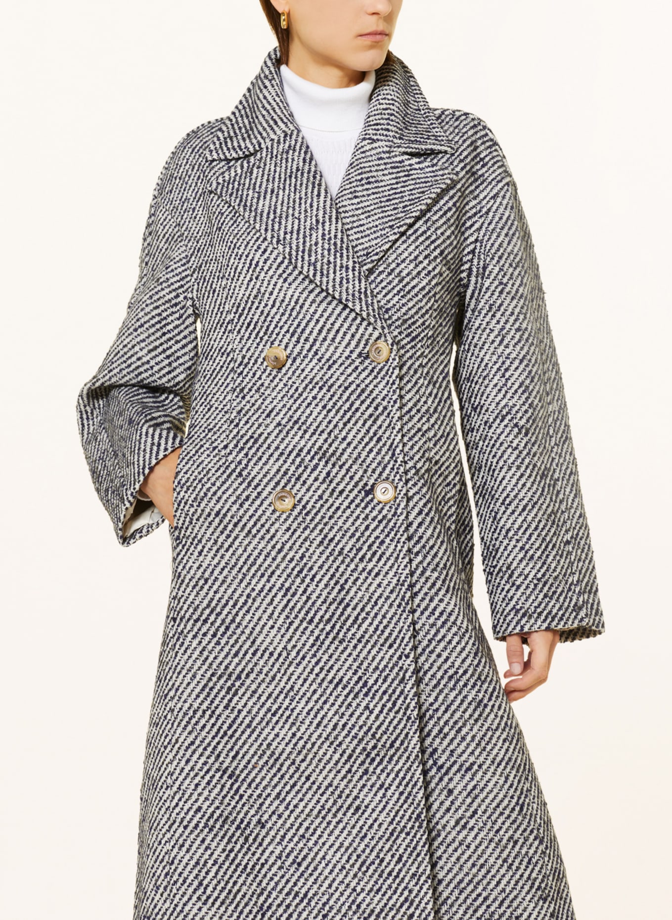 FABIENNE CHAPOT Mantel GWEN mit Glitzergarn, Farbe: WEISS/ DUNKELBLAU (Bild 4)