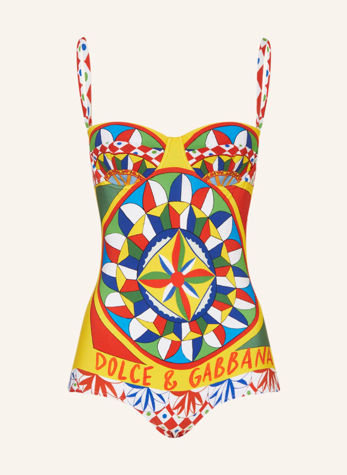 DOLCE & GABBANA Underwire swimsuit, Color: DARK YELLOW/ RED/ BLUE (Image 1)