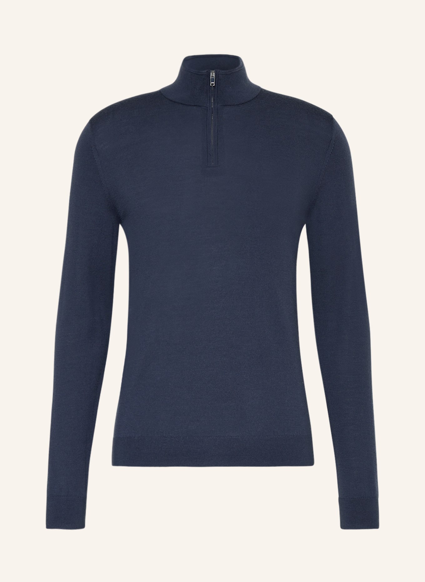 REISS Half-zip sweater BLACKHALL in merino wool, Color: DARK BLUE (Image 1)