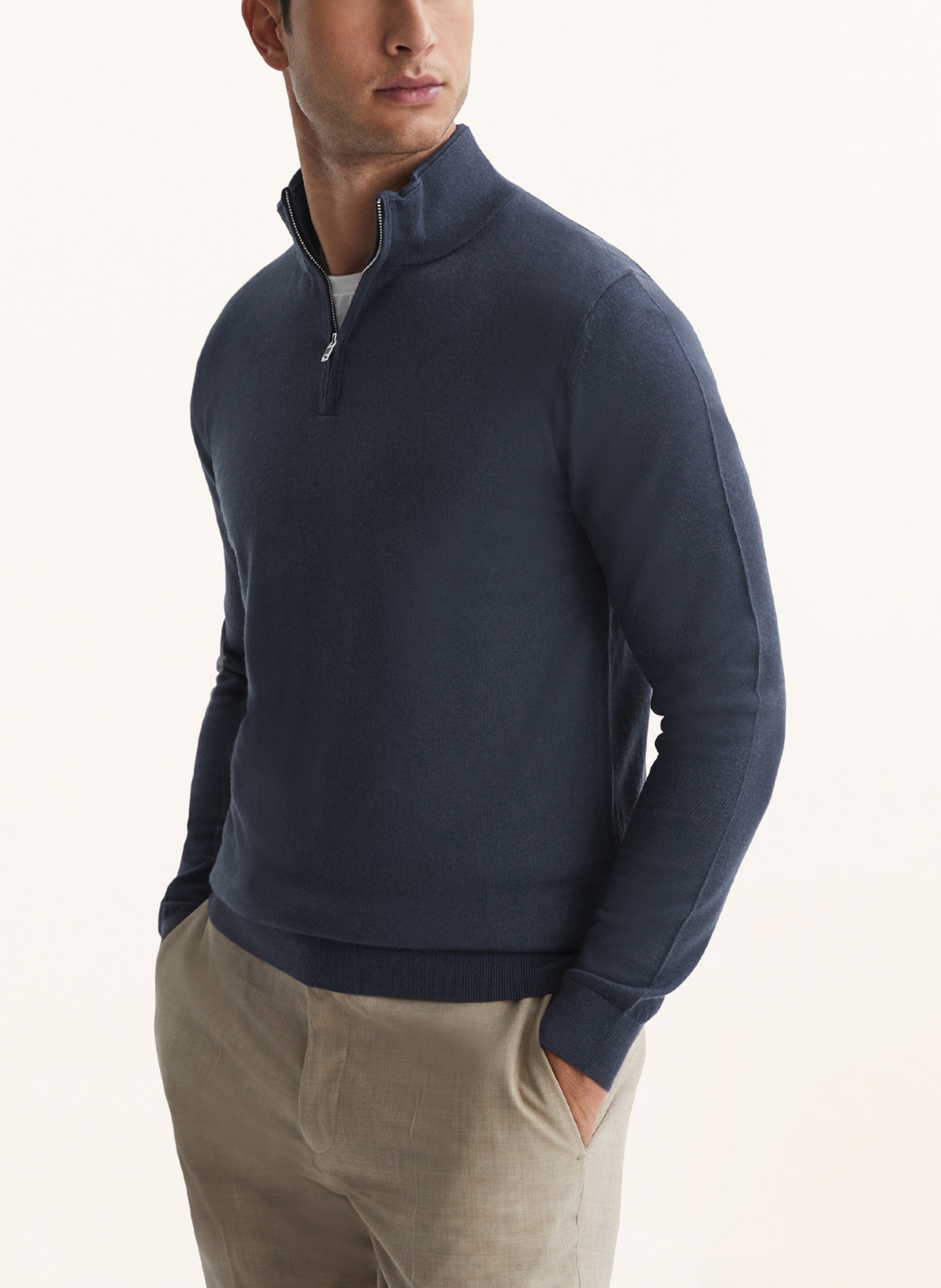 REISS Half-zip sweater BLACKHALL in merino wool, Color: DARK BLUE (Image 4)