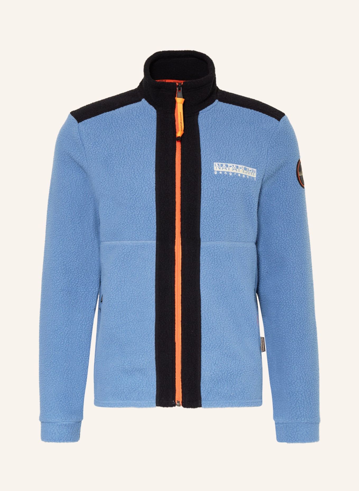 NAPAPIJRI Fleece jacket ANDERBY, Color: LIGHT BLUE/ BLACK/ ORANGE (Image 1)