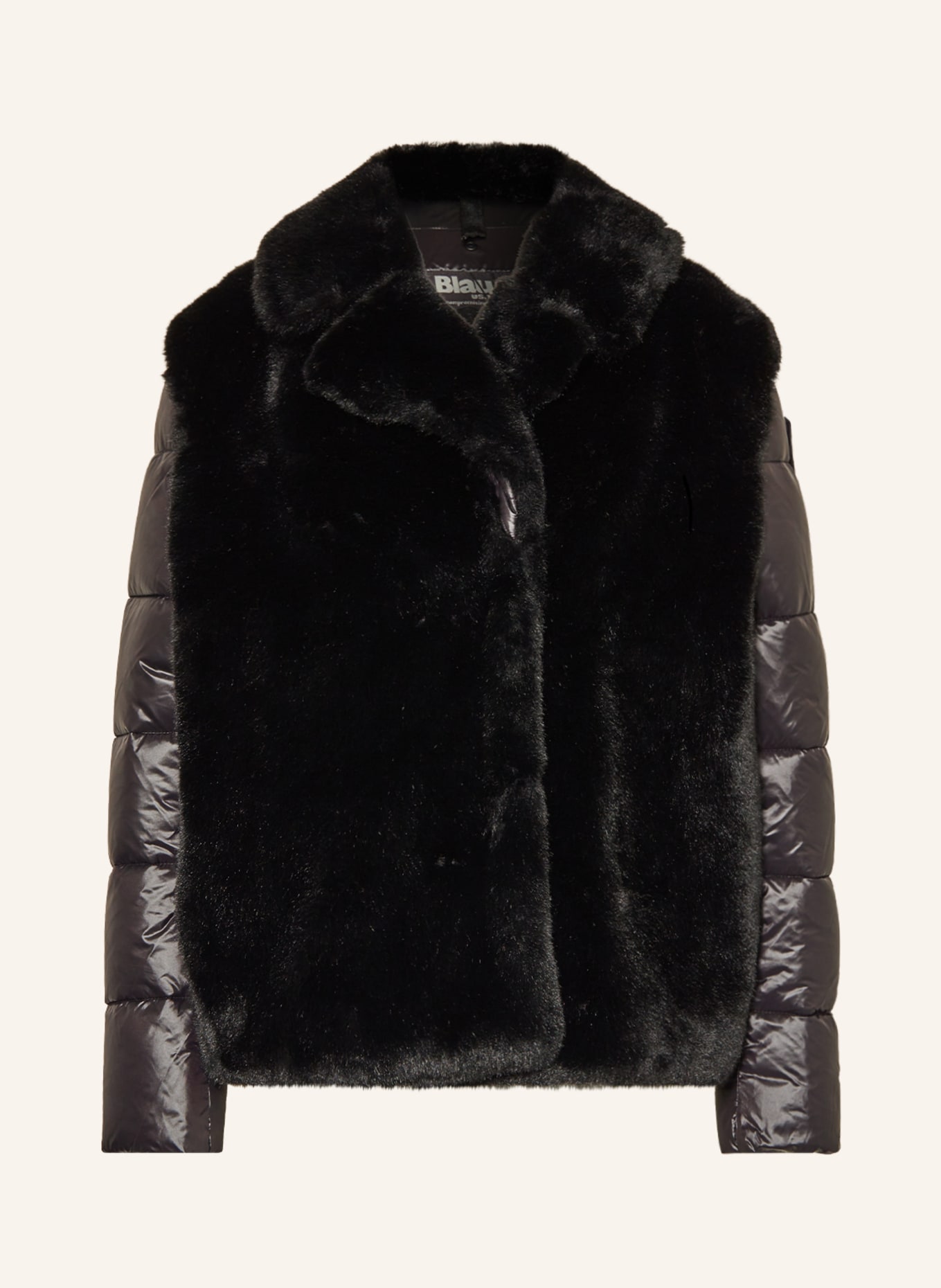 Blauer Faux fur jacket in mixed materials, Color: BLACK (Image 1)