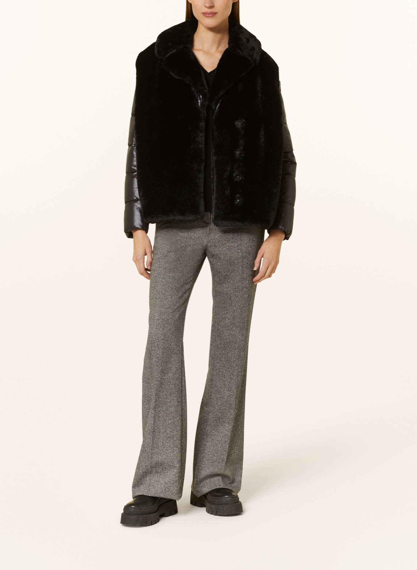 Blauer Faux fur jacket in mixed materials, Color: BLACK (Image 2)