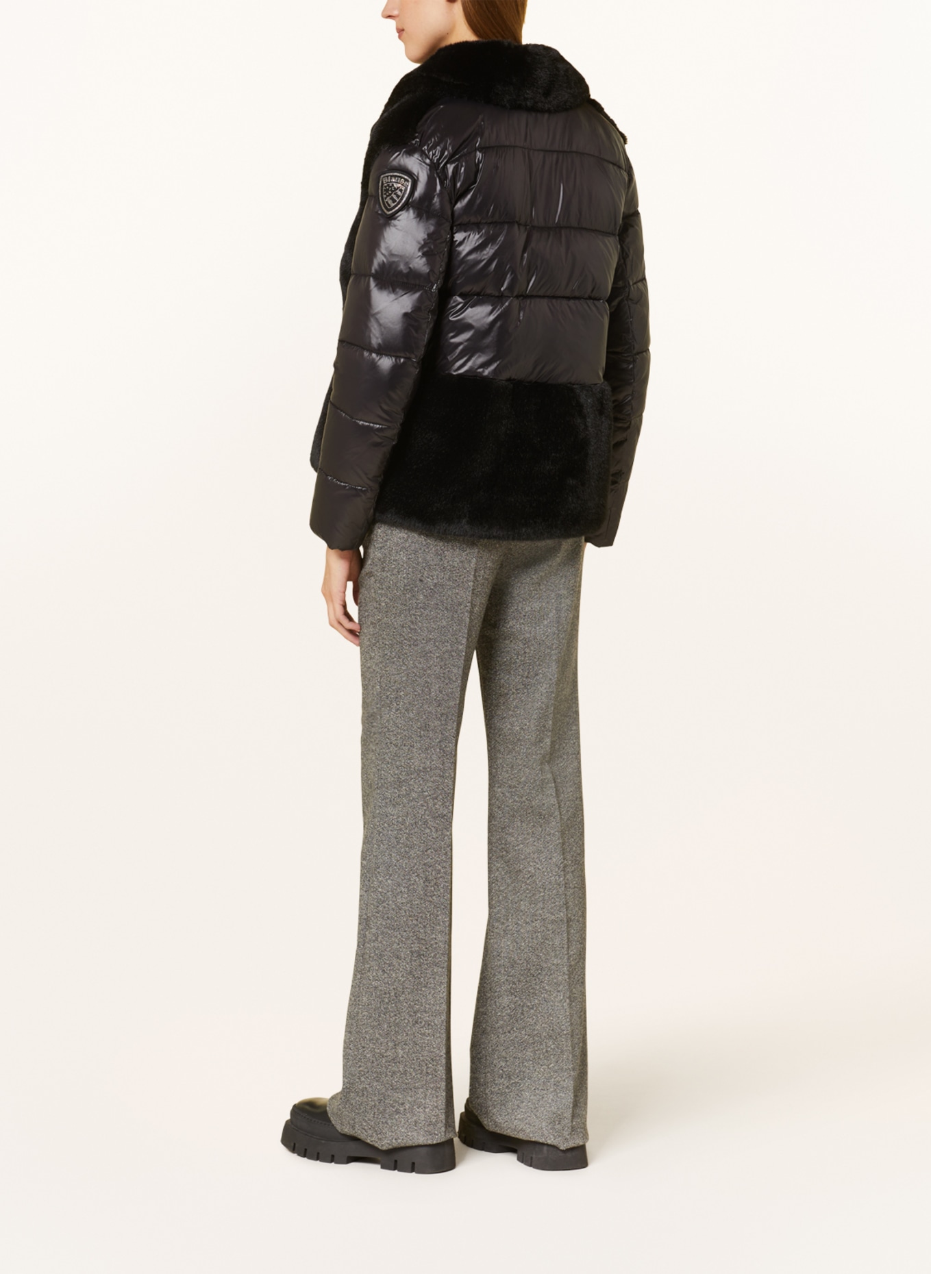 Blauer Faux fur jacket in mixed materials, Color: BLACK (Image 3)