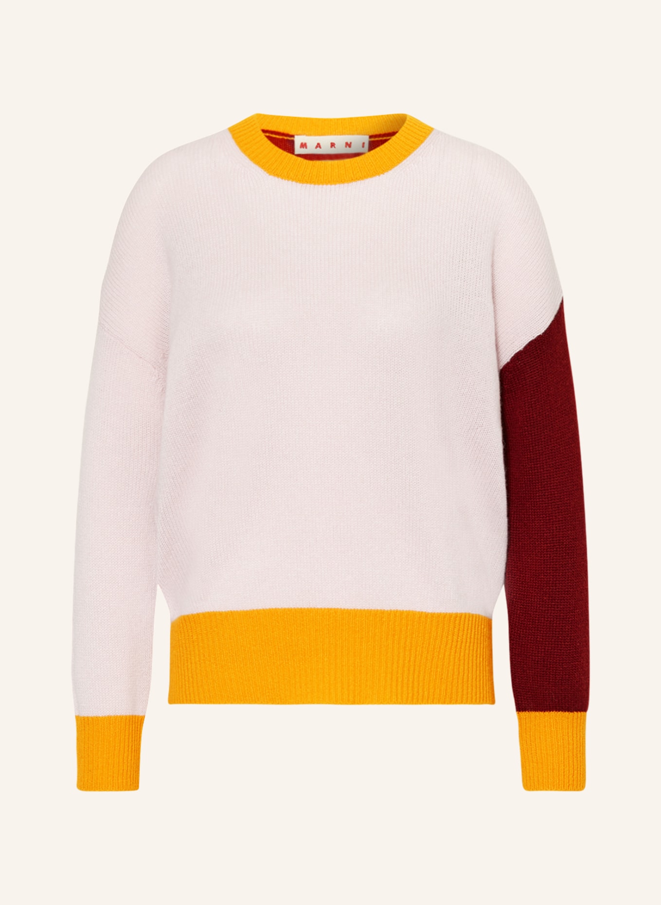 MARNI Cashmere-Pullover, Farbe: DUNKELROT/ DUNKELGELB/ HELLROSA (Bild 1)